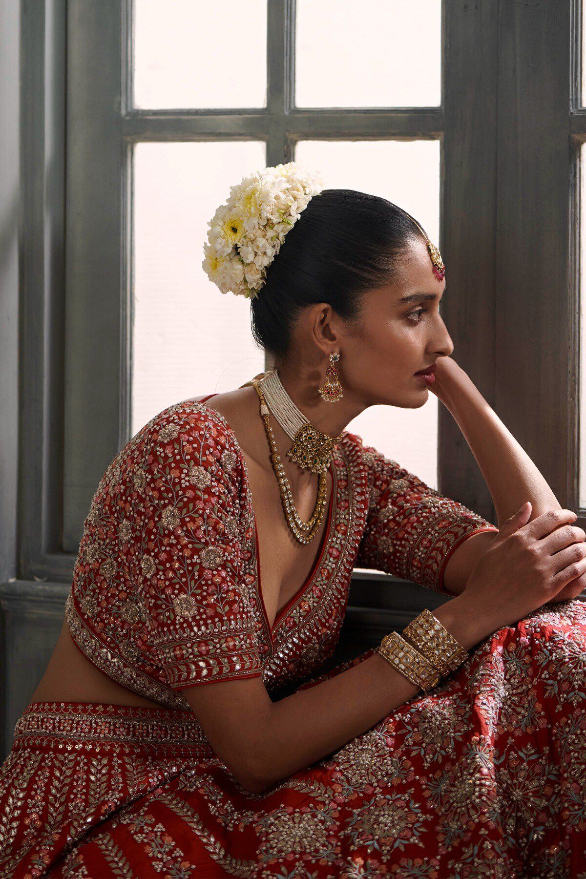 4 - Deepa Lehenga Set &ndash; Red, image 4