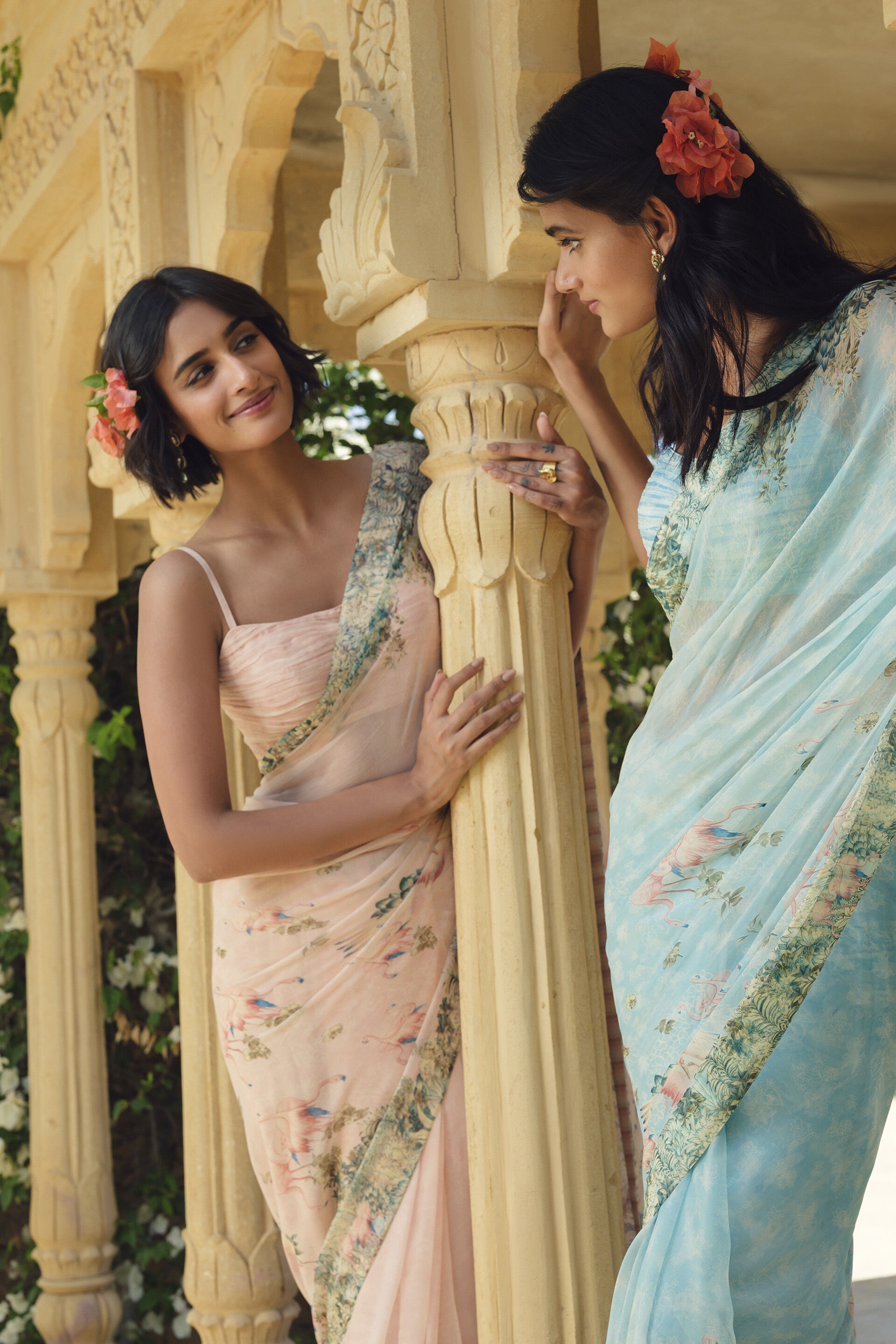 Sagara Printed Chiffon Saree - Pink, Pink, image 6