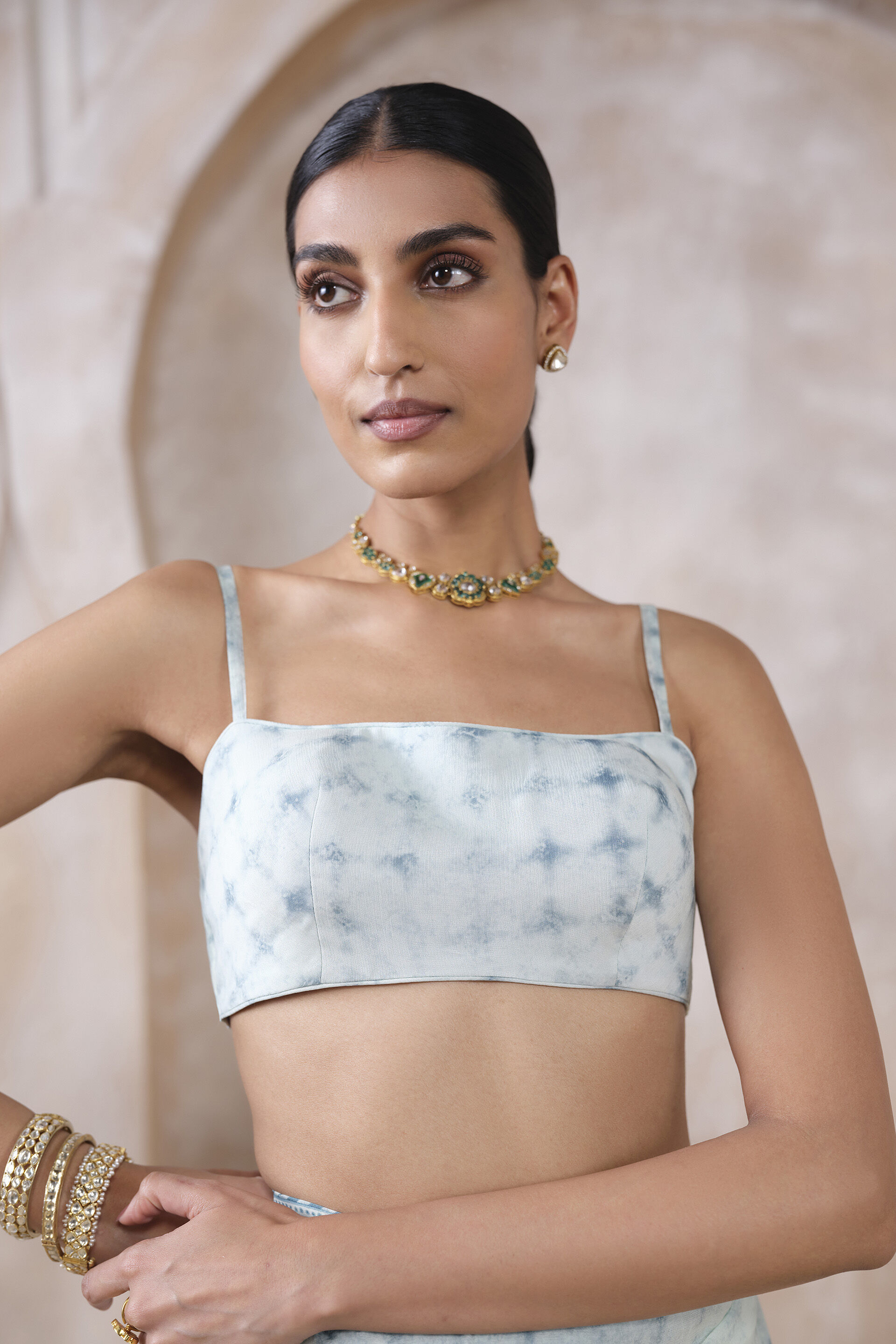 Midori Sequin Chiffon Saree - White, White, image 5