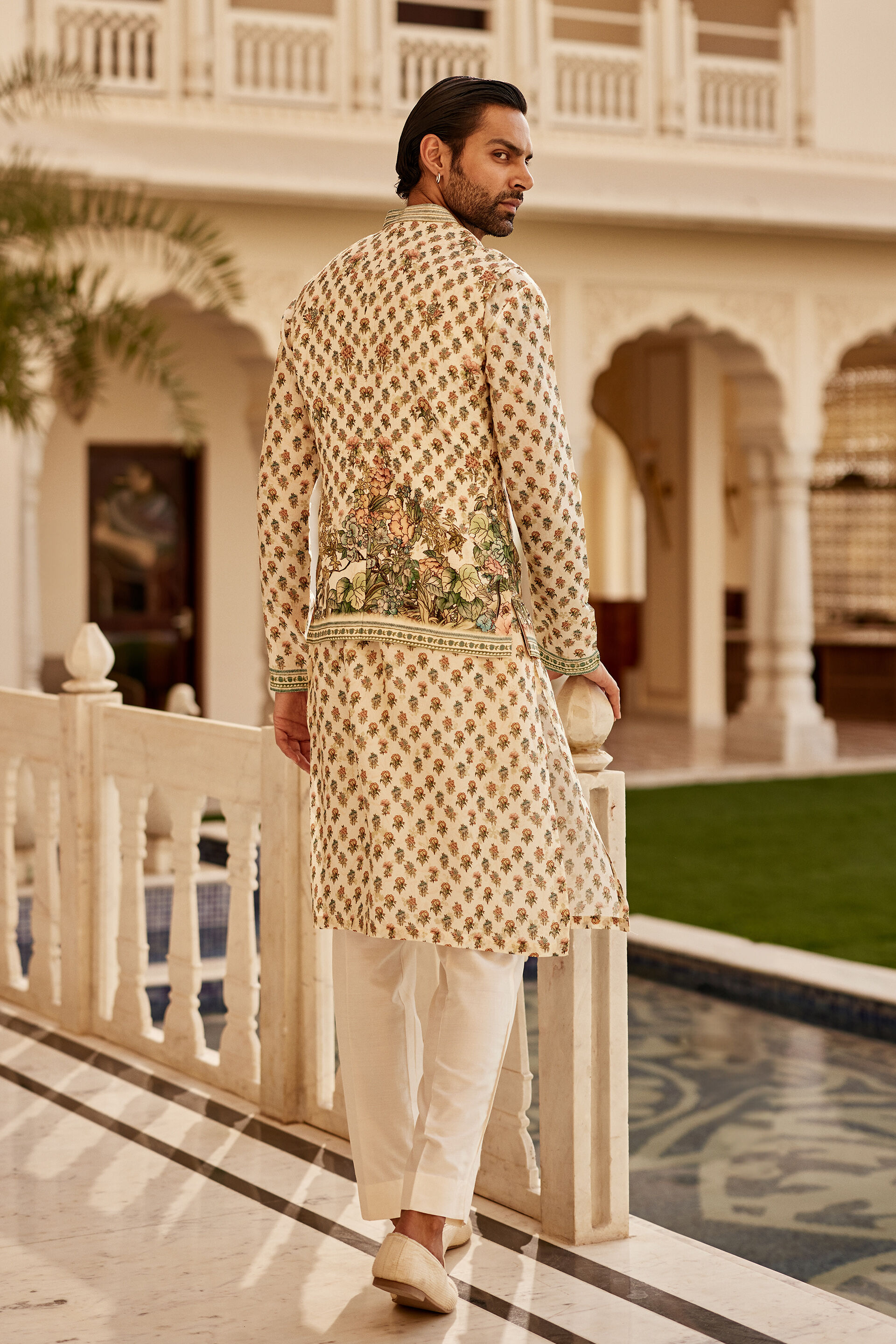 Edhas Silk Nehru Jacket - Cream