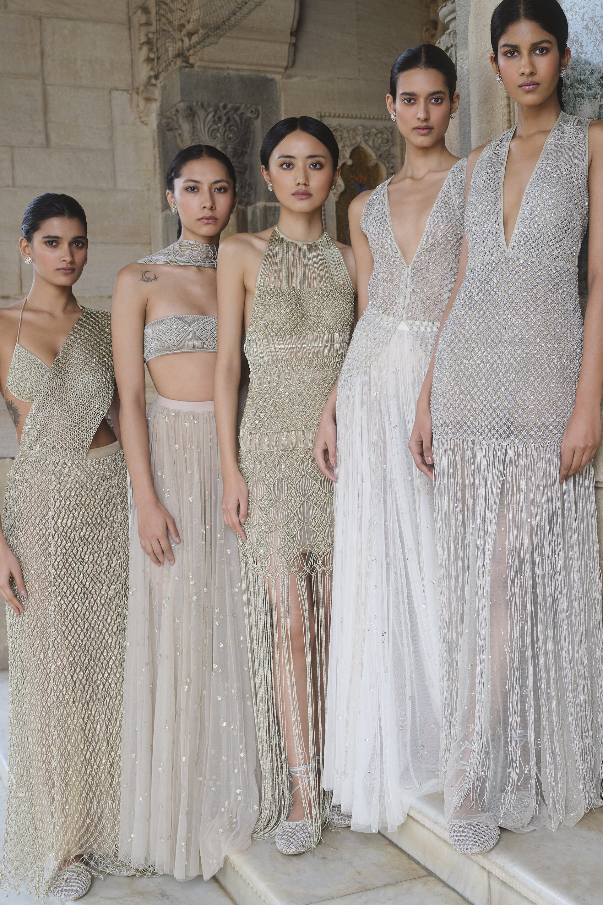 Elmyra Embroidered Macrame Skirt Set - Gold, Gold, image 5