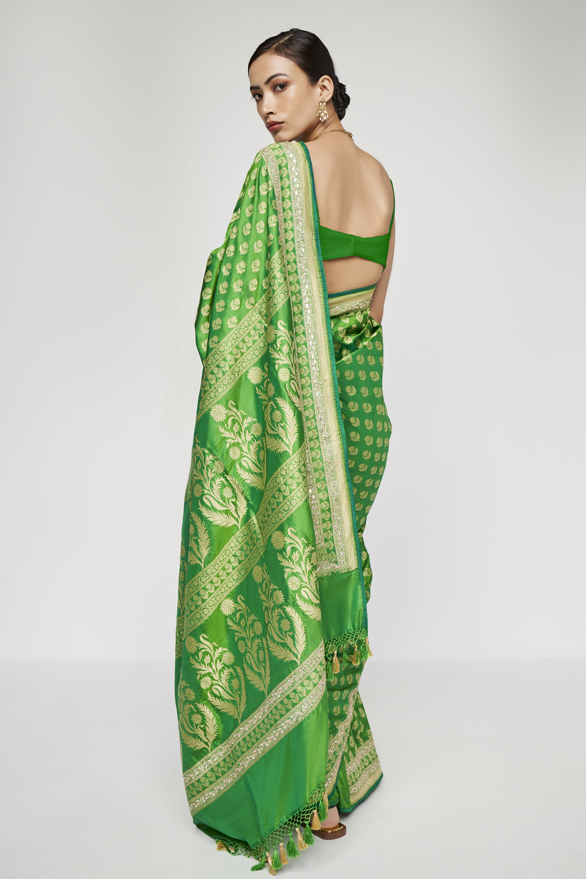 Kheyali Benarasi Saree - Green, Green, image 2