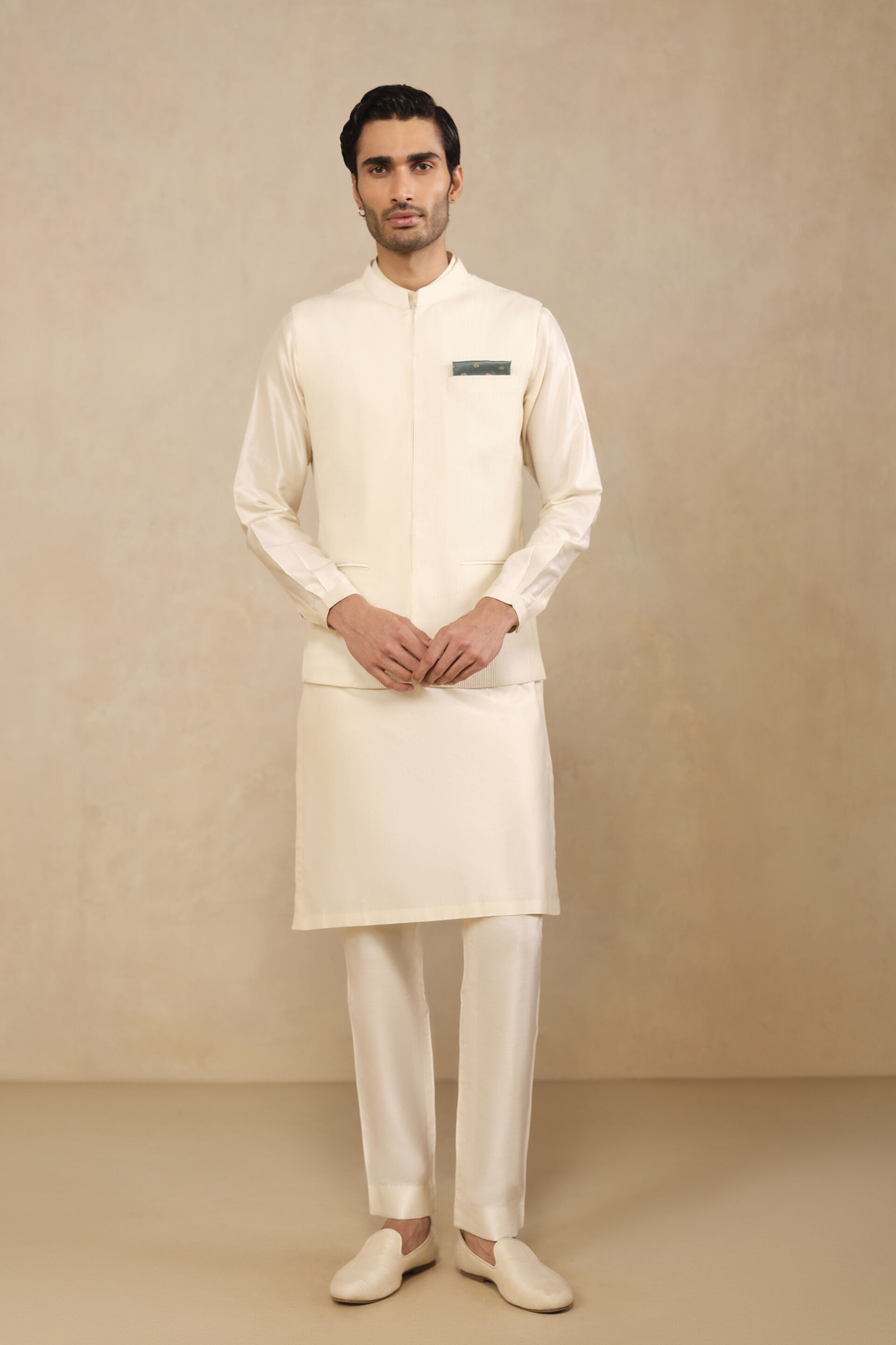 Akheel Nehru Jacket - Ivory, Ivory, image 1