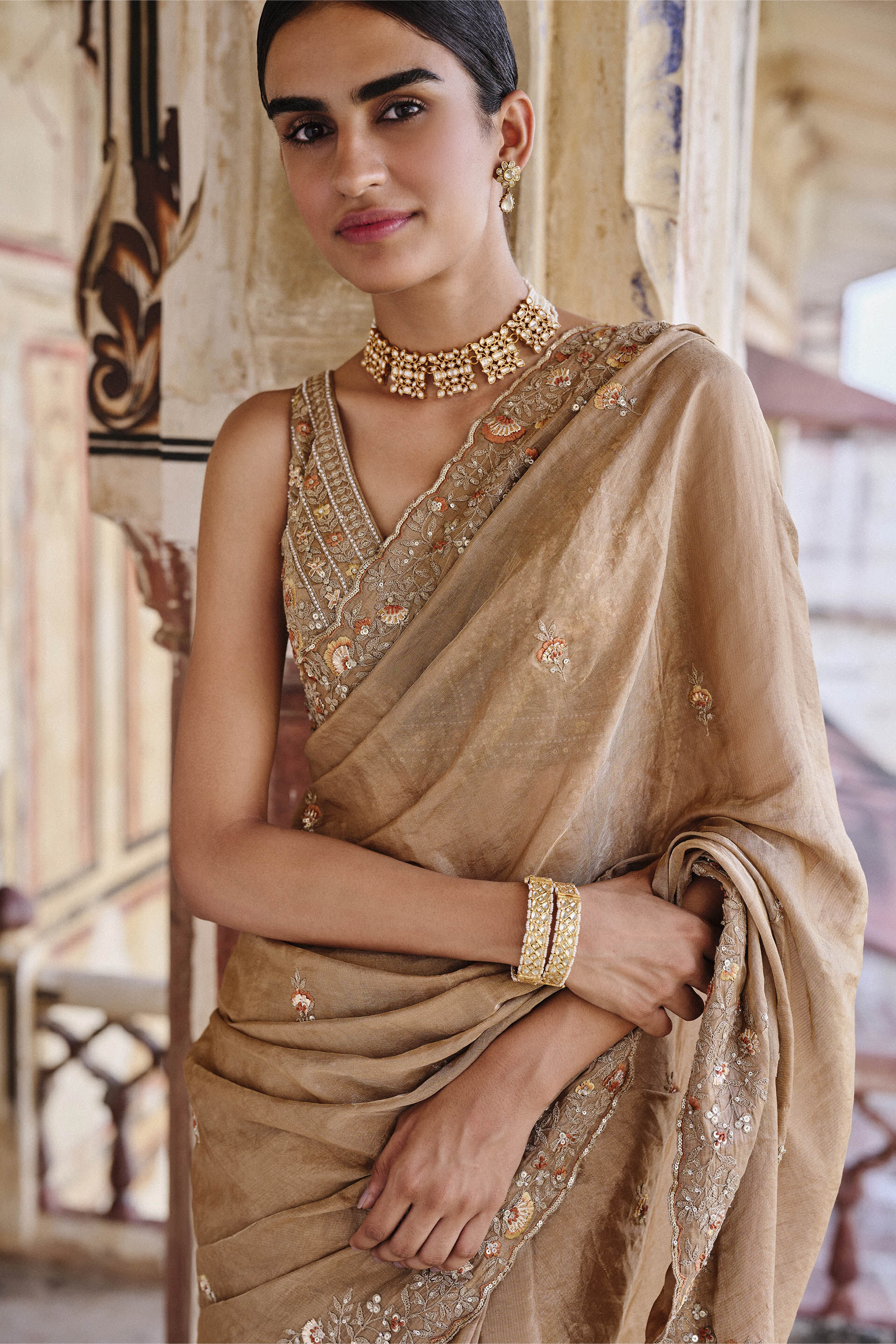 Zohura Silk Saree - Bronze, Bronze, image 3