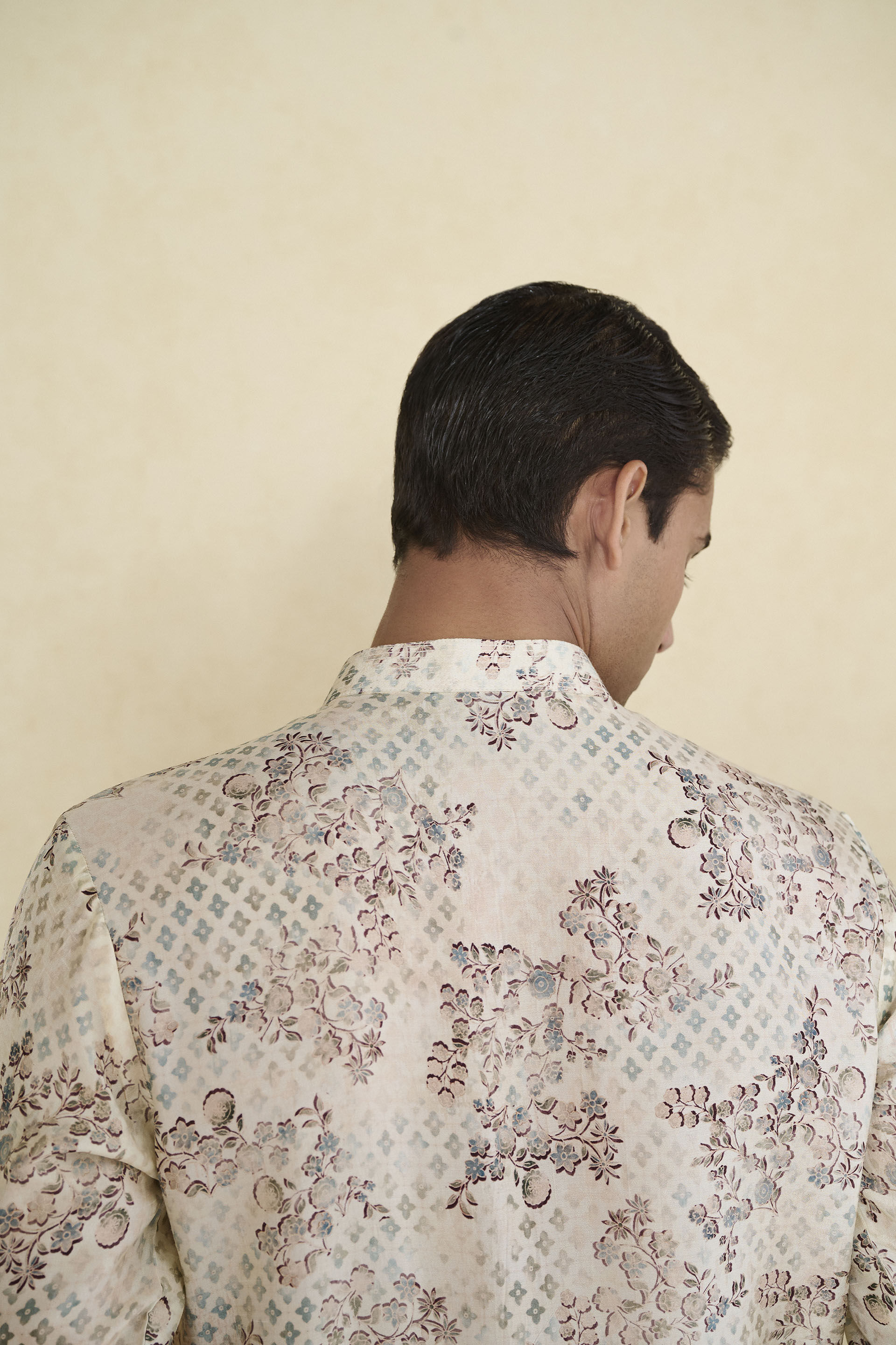 Rukham Printed Silk Kurta - Ivory, Ivory, image 5