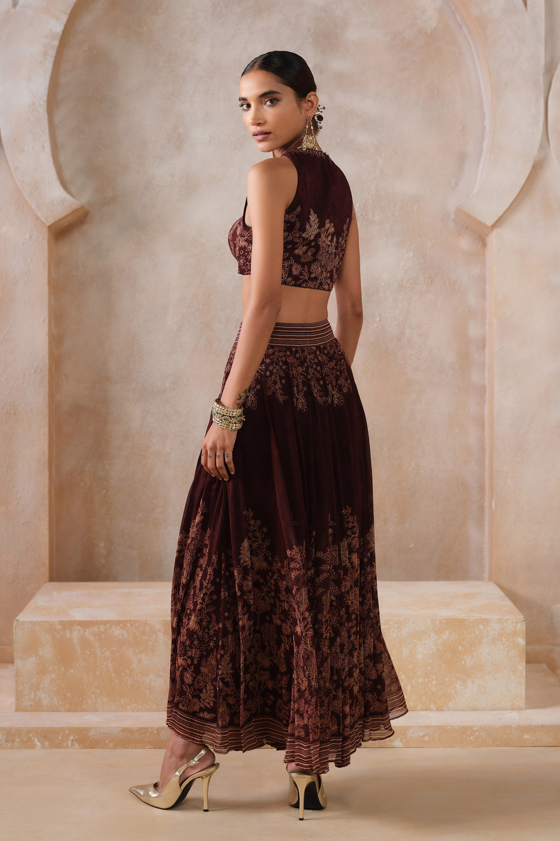 Noorayn Skirt Set - Wine