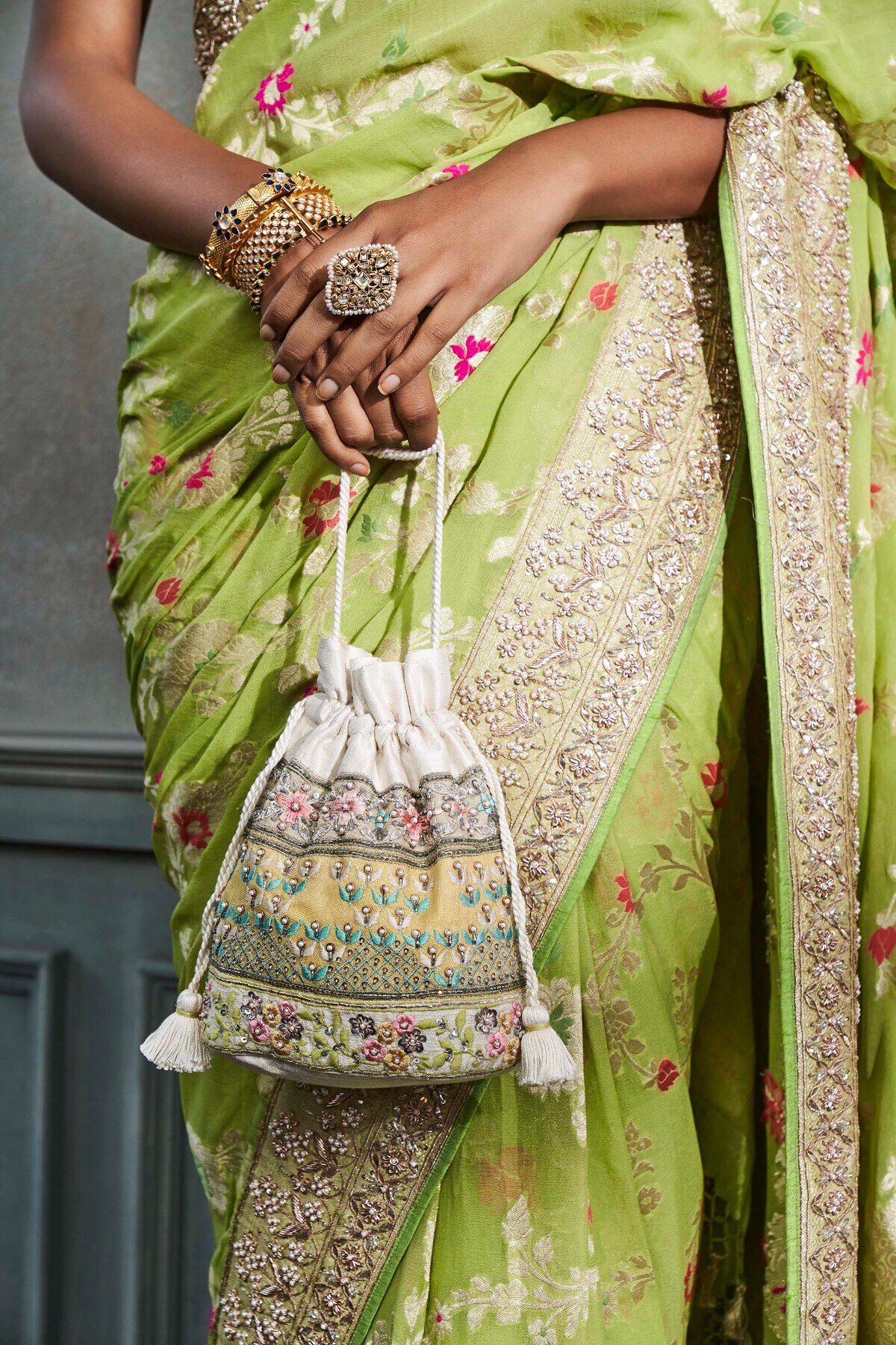 Panavi Saree Set- Lime, Lime, image 5