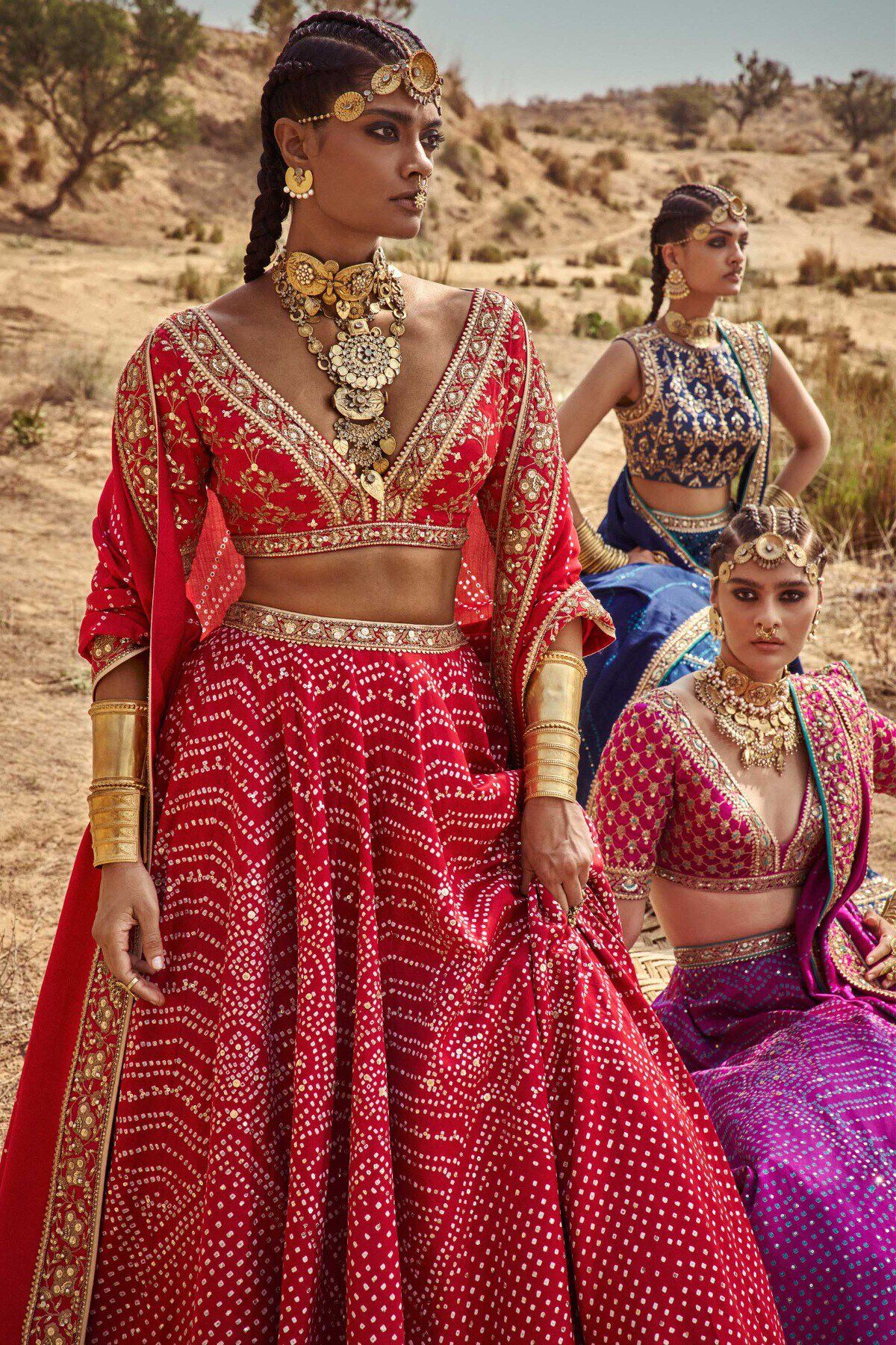 3 - Bhuvi Bandhani Lehenga Set &ndash; Red, image 3