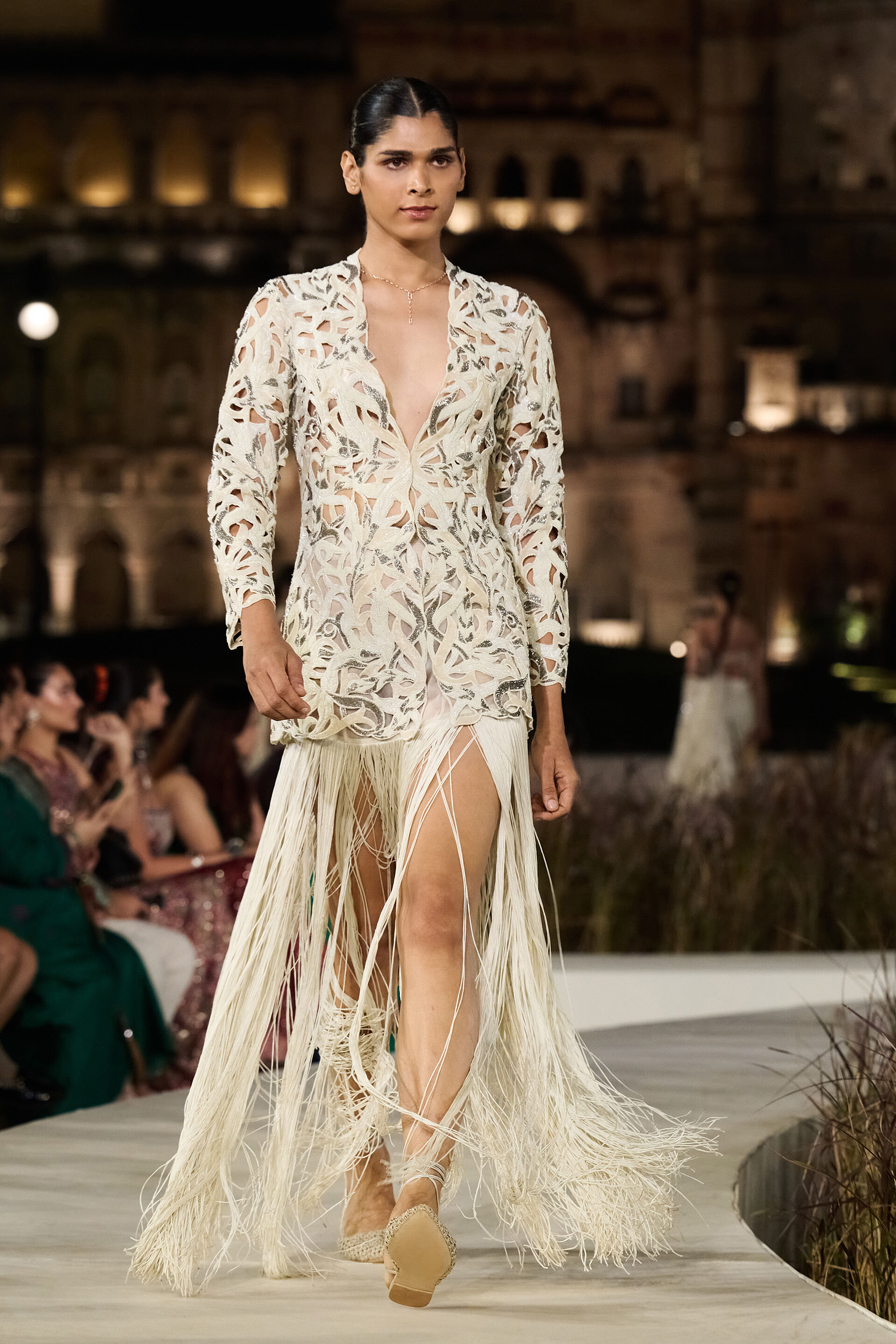 Xylandra Broderie & Macrame Jacket Set - Ivory, Ivory, image 1