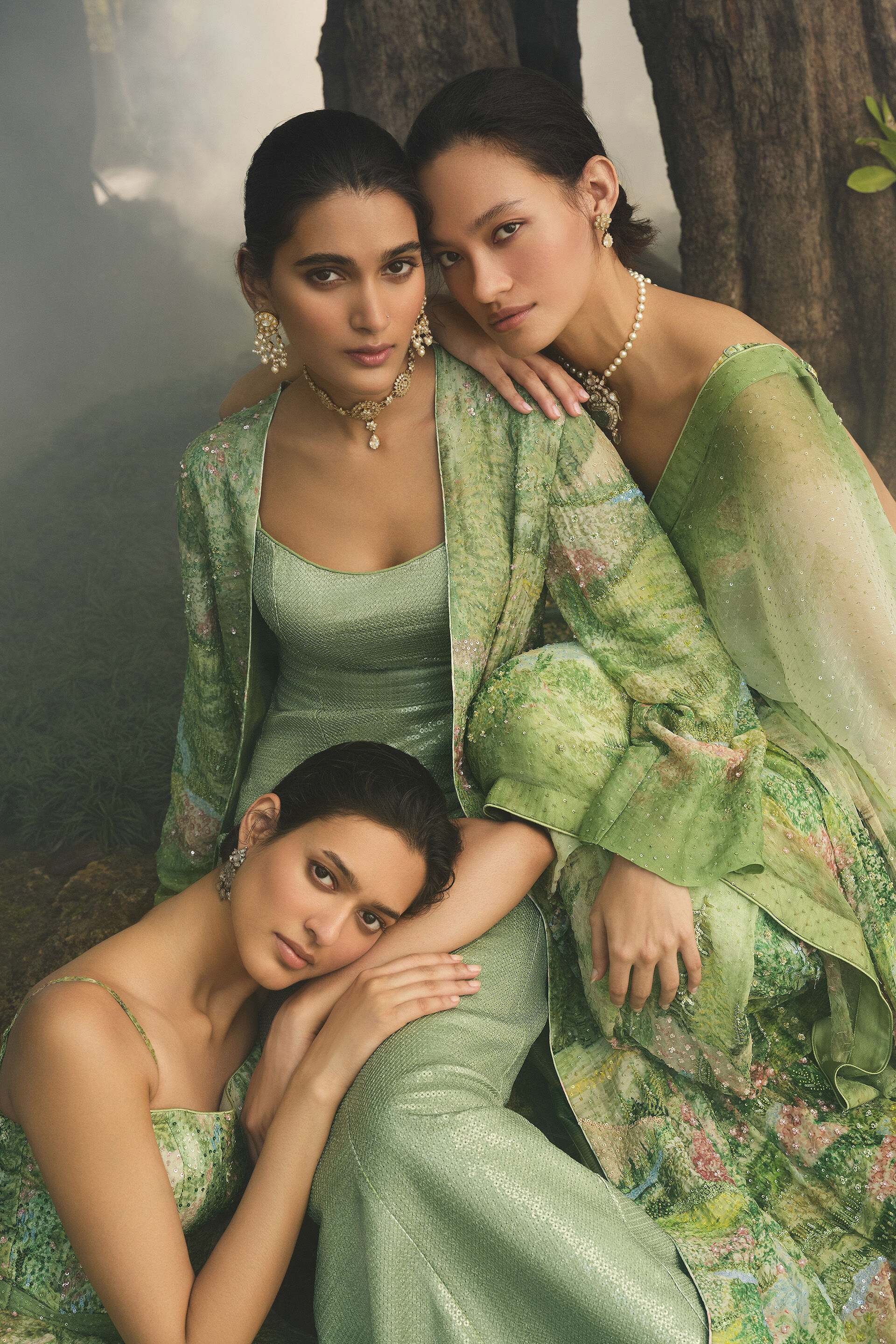 The Liveforest Embroidered Chiffon Saree - Green, Green, image 6