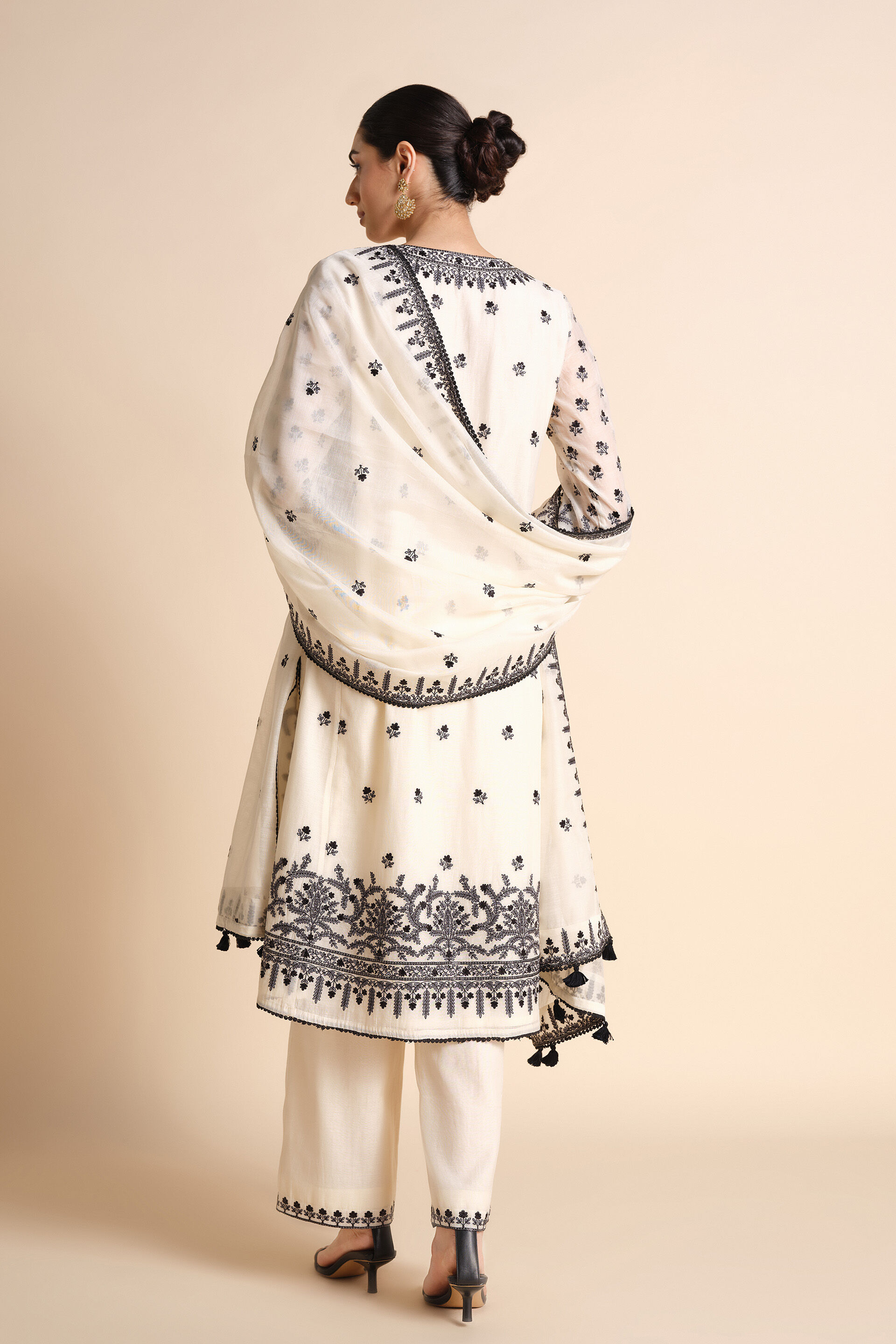 Sawsan Embroidered Mul Suit Set - White, White, image 2