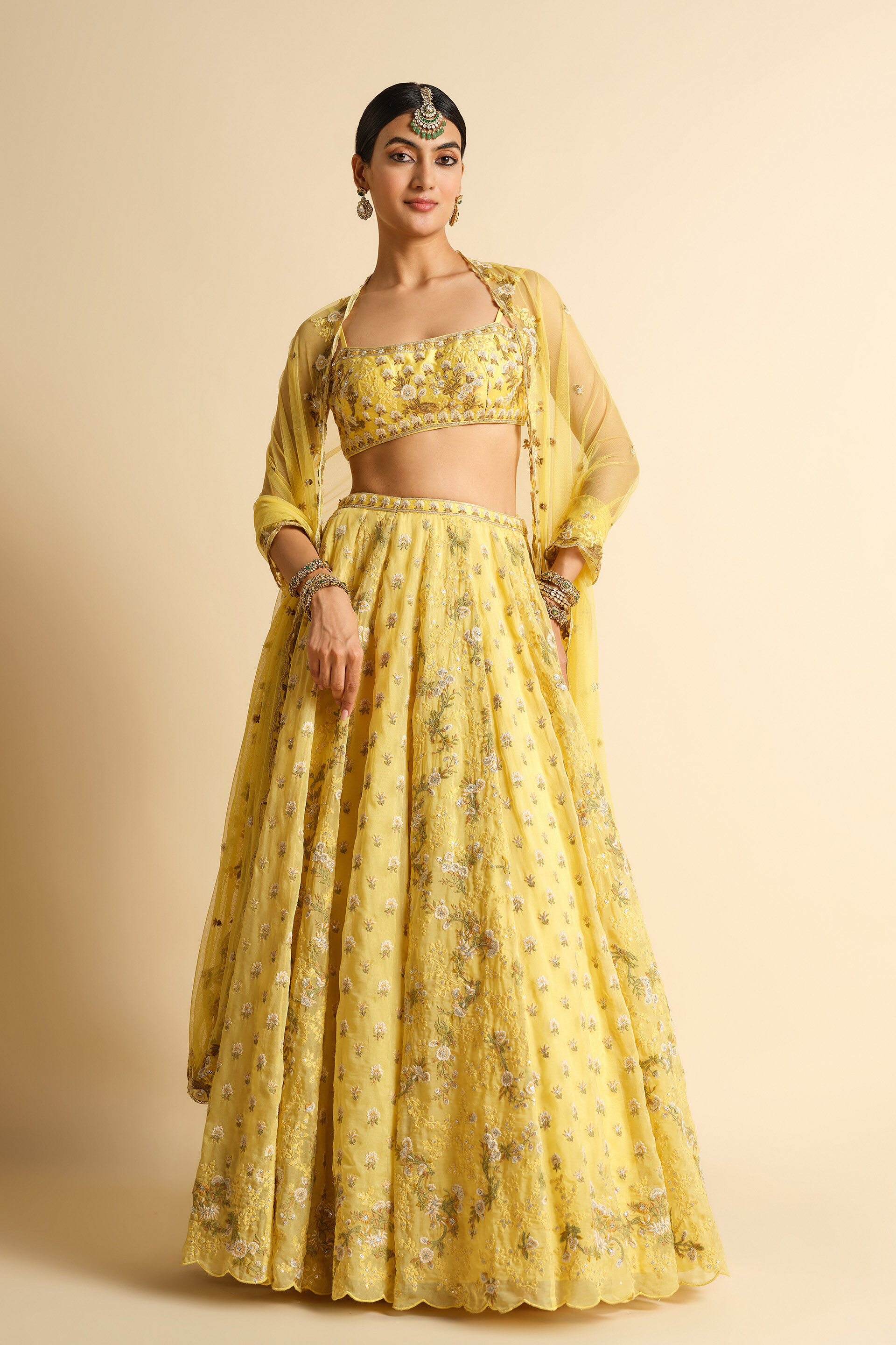 Syona Embroidered Lehenga Set - Yellow