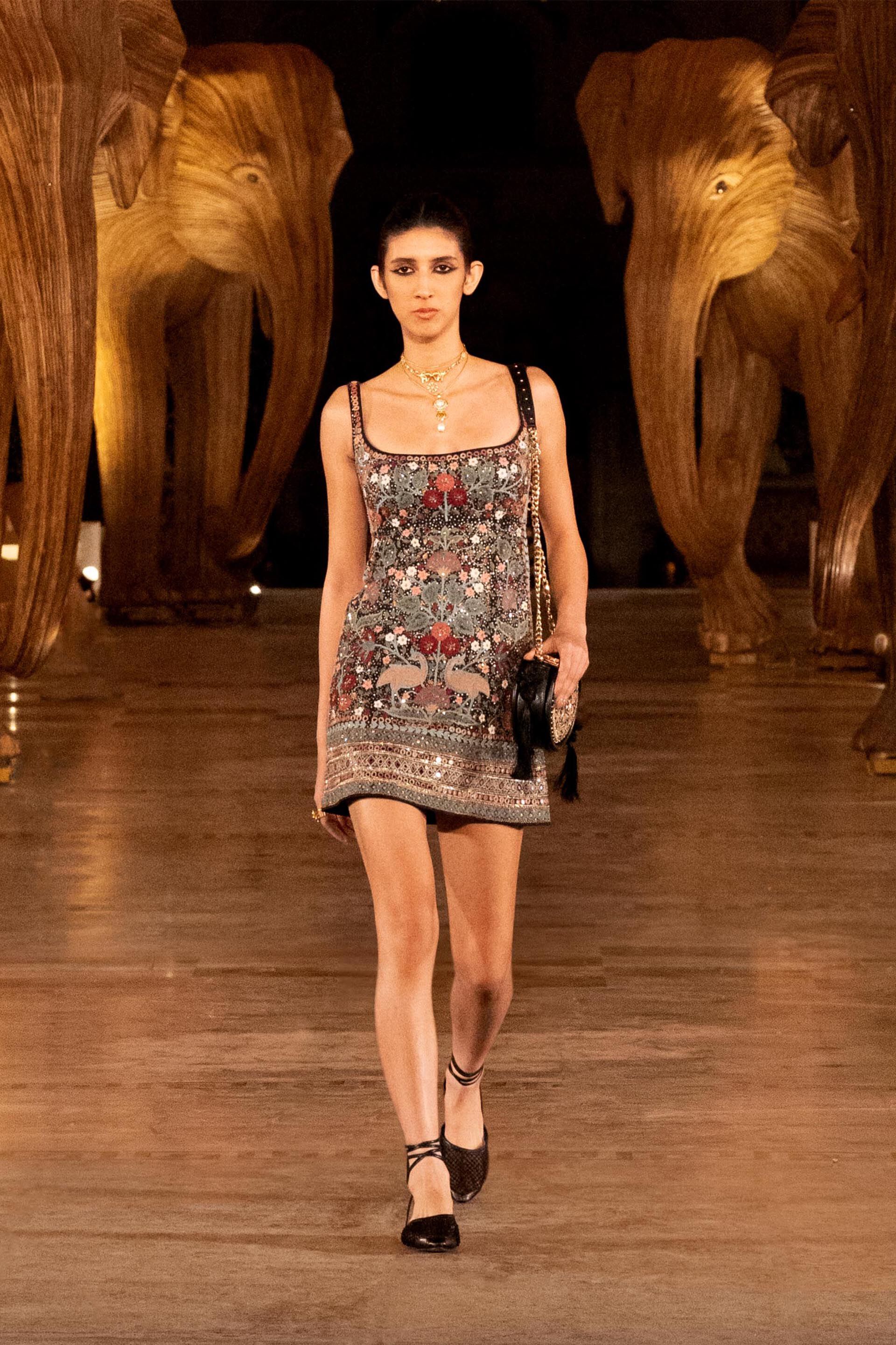 Symphony Of The Wilderness Zardozi Embroidered Silk Dress - Blue, Blue, image 5