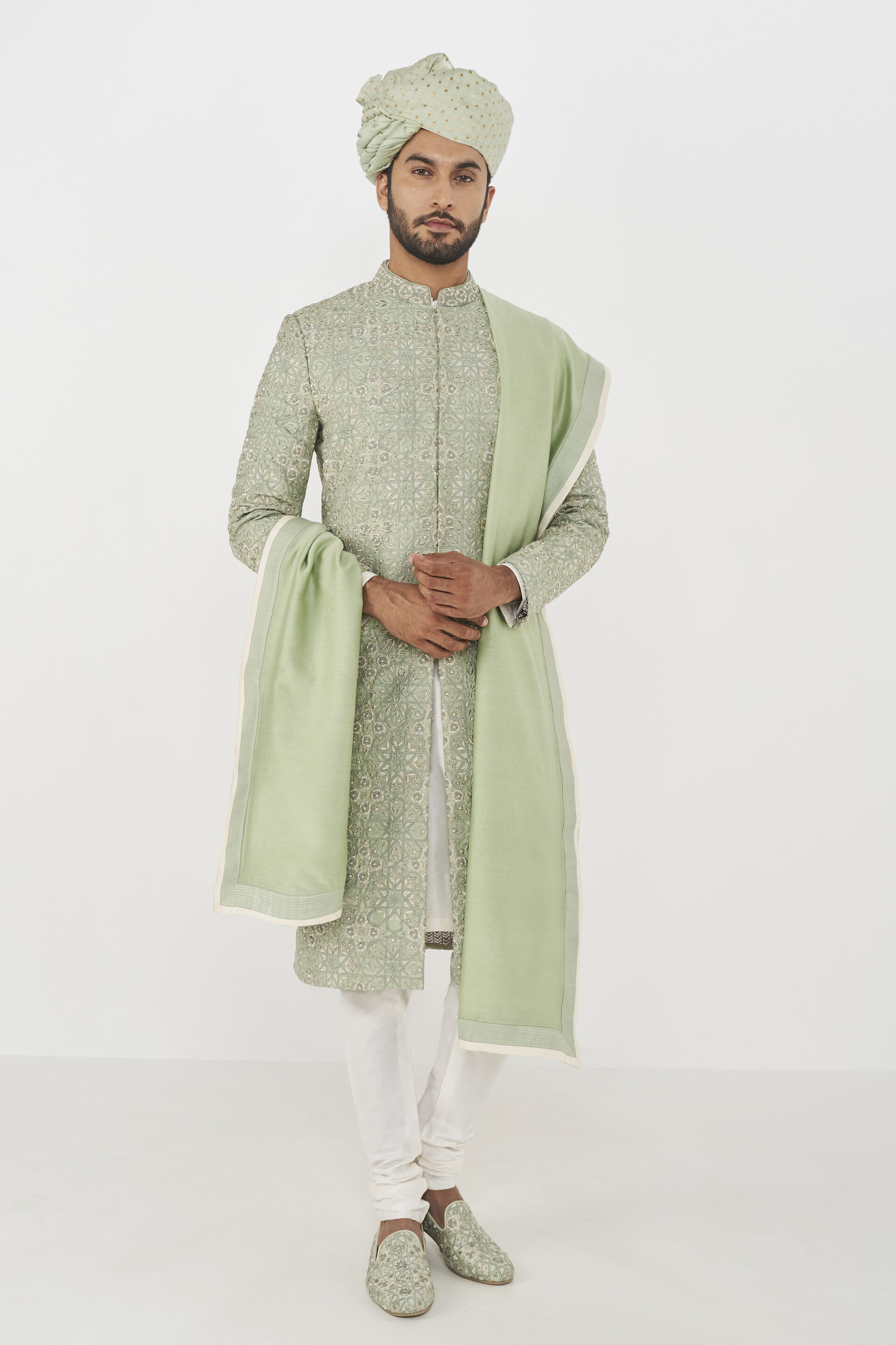Anuraj Dupatta - Sage Green, , image 1