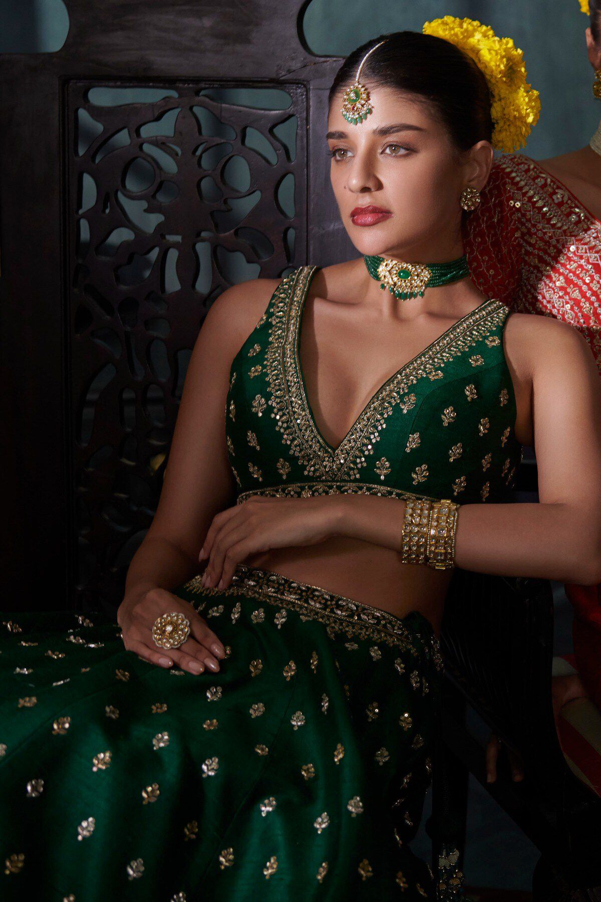 3 - Siya Lehenga Set &ndash; Emerald Green, image 4