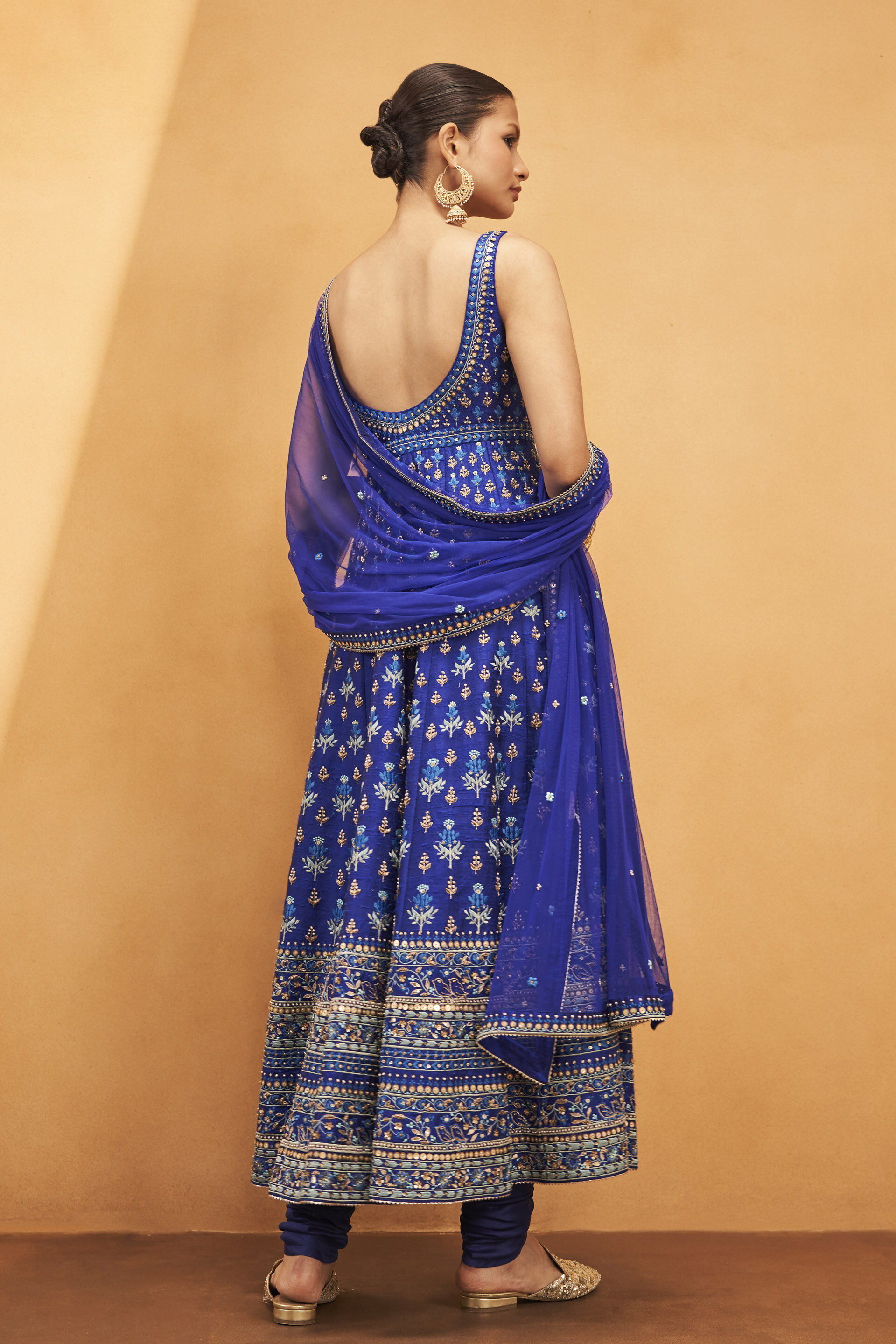 Drisana Embroidered Zardozi Silk Anarkali Set - Ink Blue, Blue, image 2