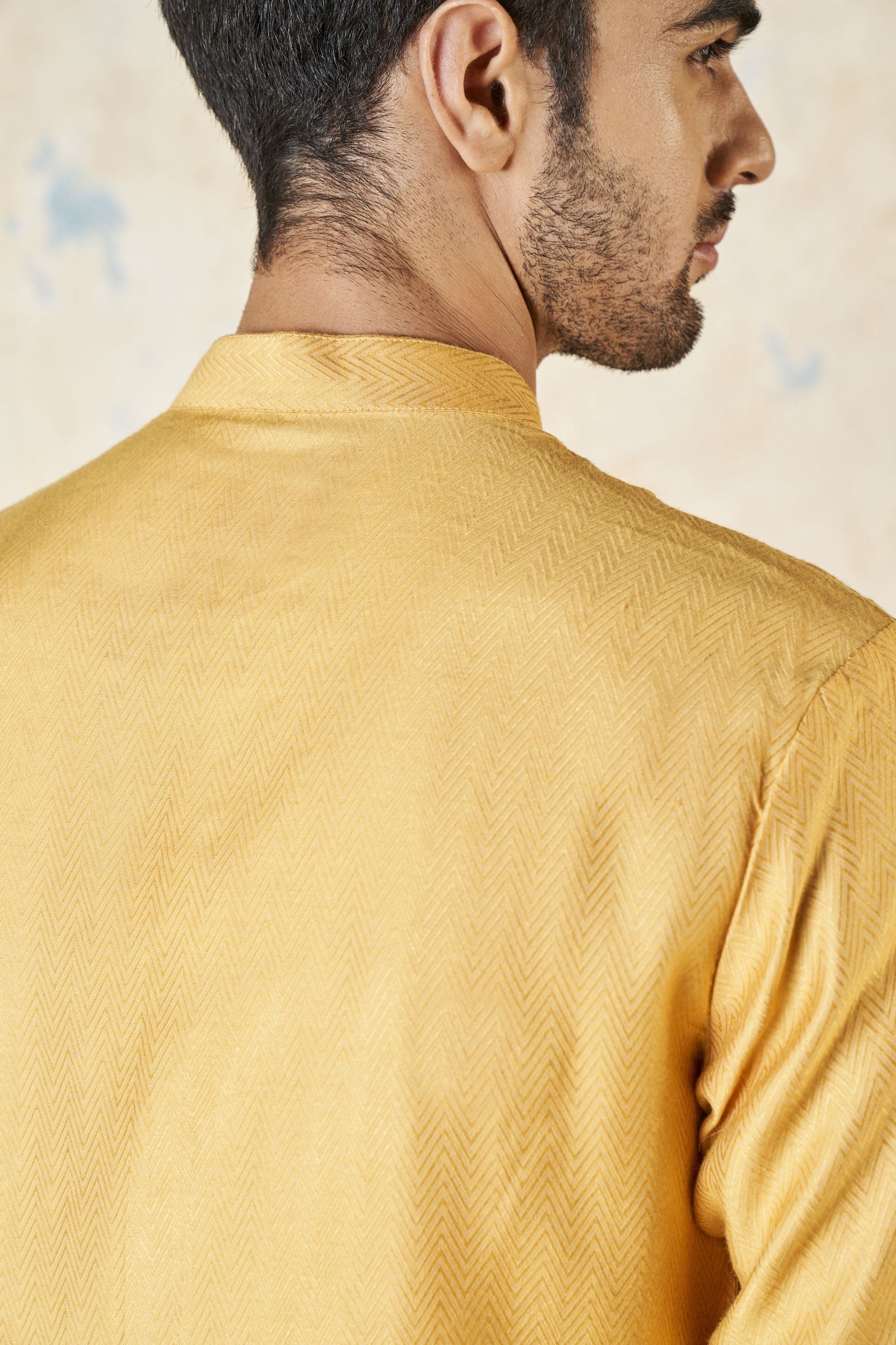 Noman Silk Kurta - Mustard, Mustard, image 7