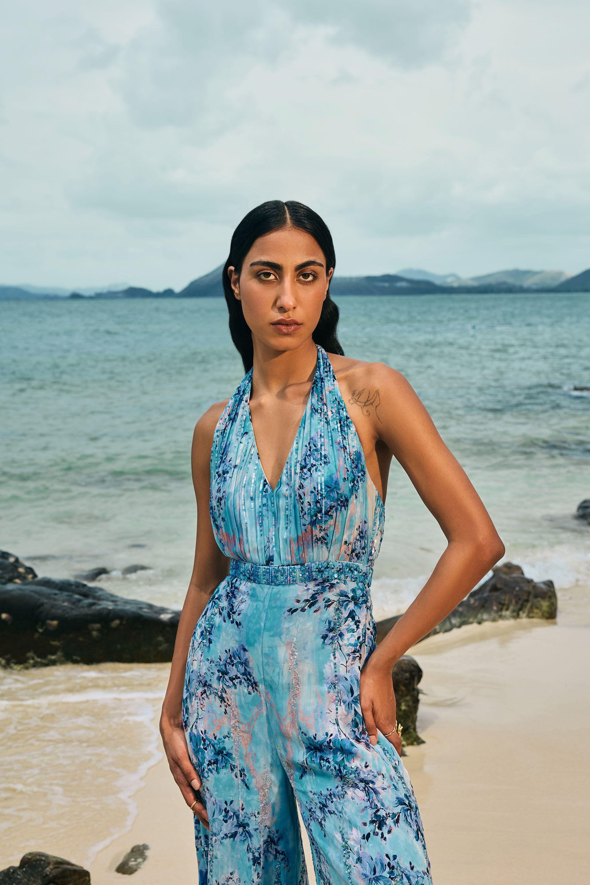 Aberfa Georgette Jumpsuit - Blue, Blue, image 3