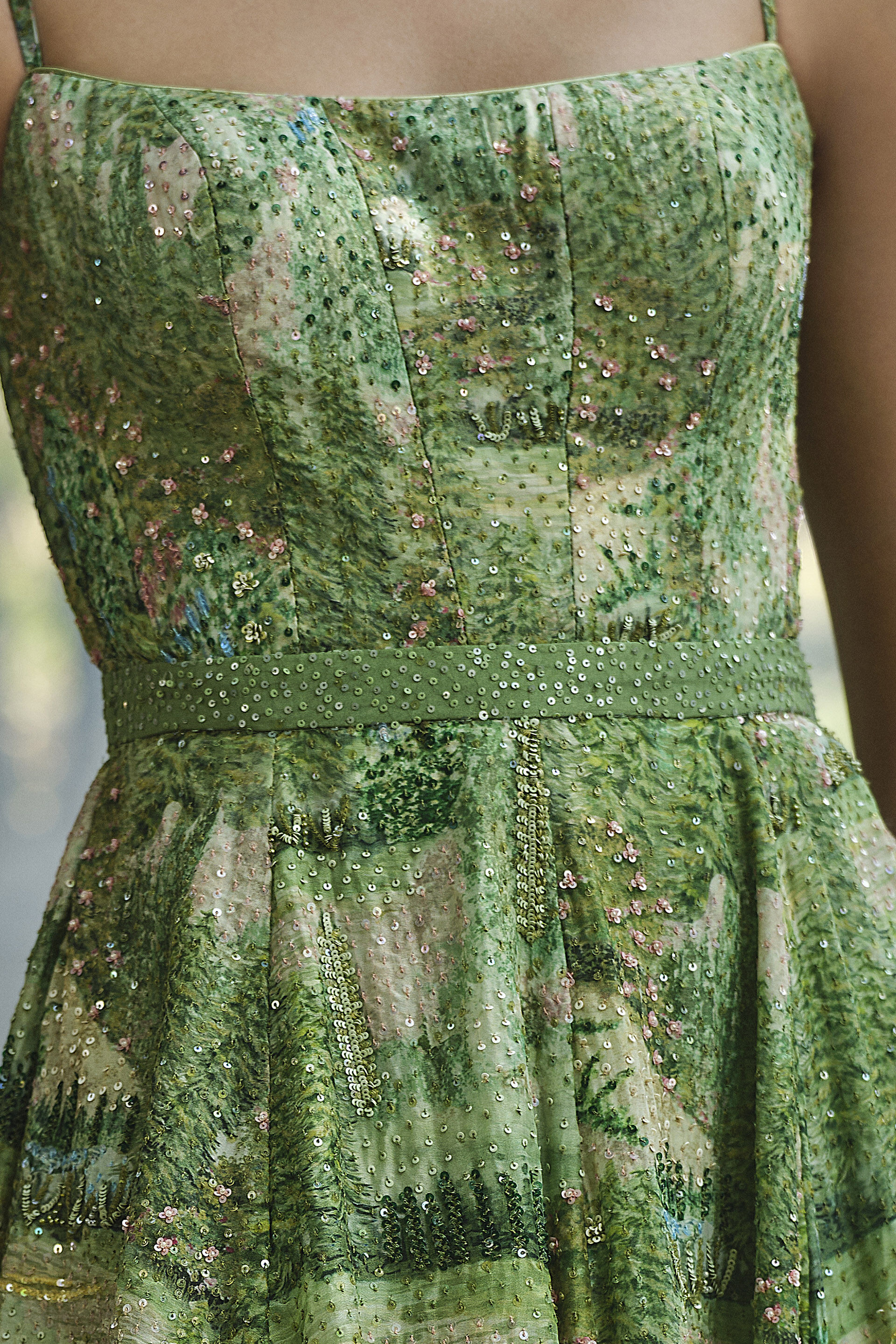 The Liveforest Embroidered Silk Dress - Green, Multi Color, image 6
