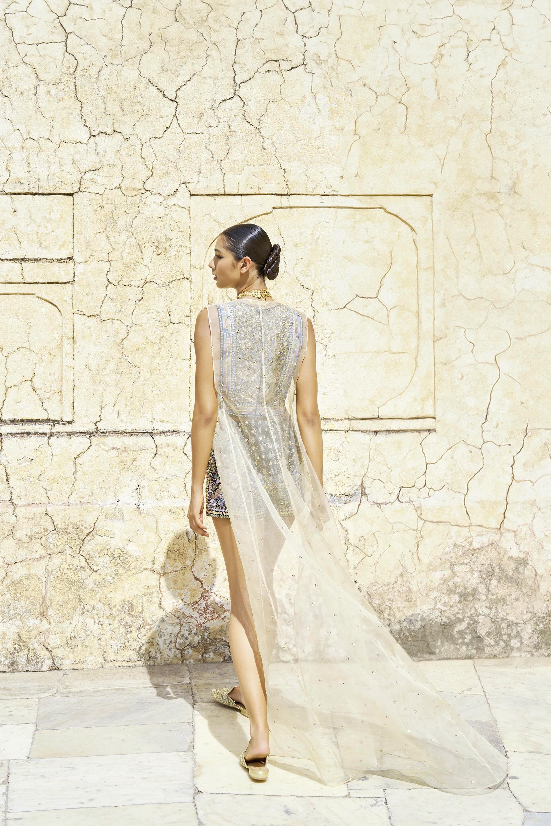 Gleam Of The Forest Silk Cape - Beige