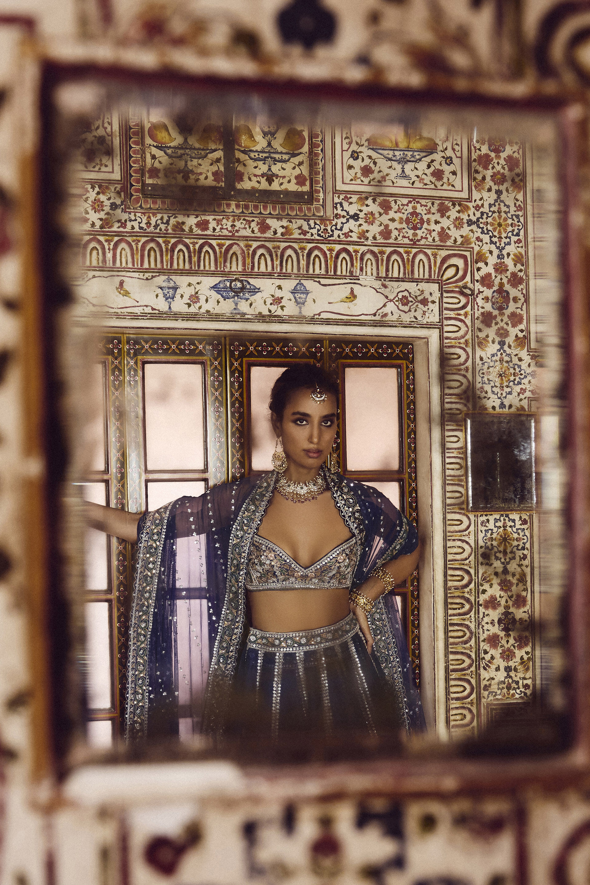 Nairab Embroidered Silk Lehenga Set - Blue, Blue, image 8