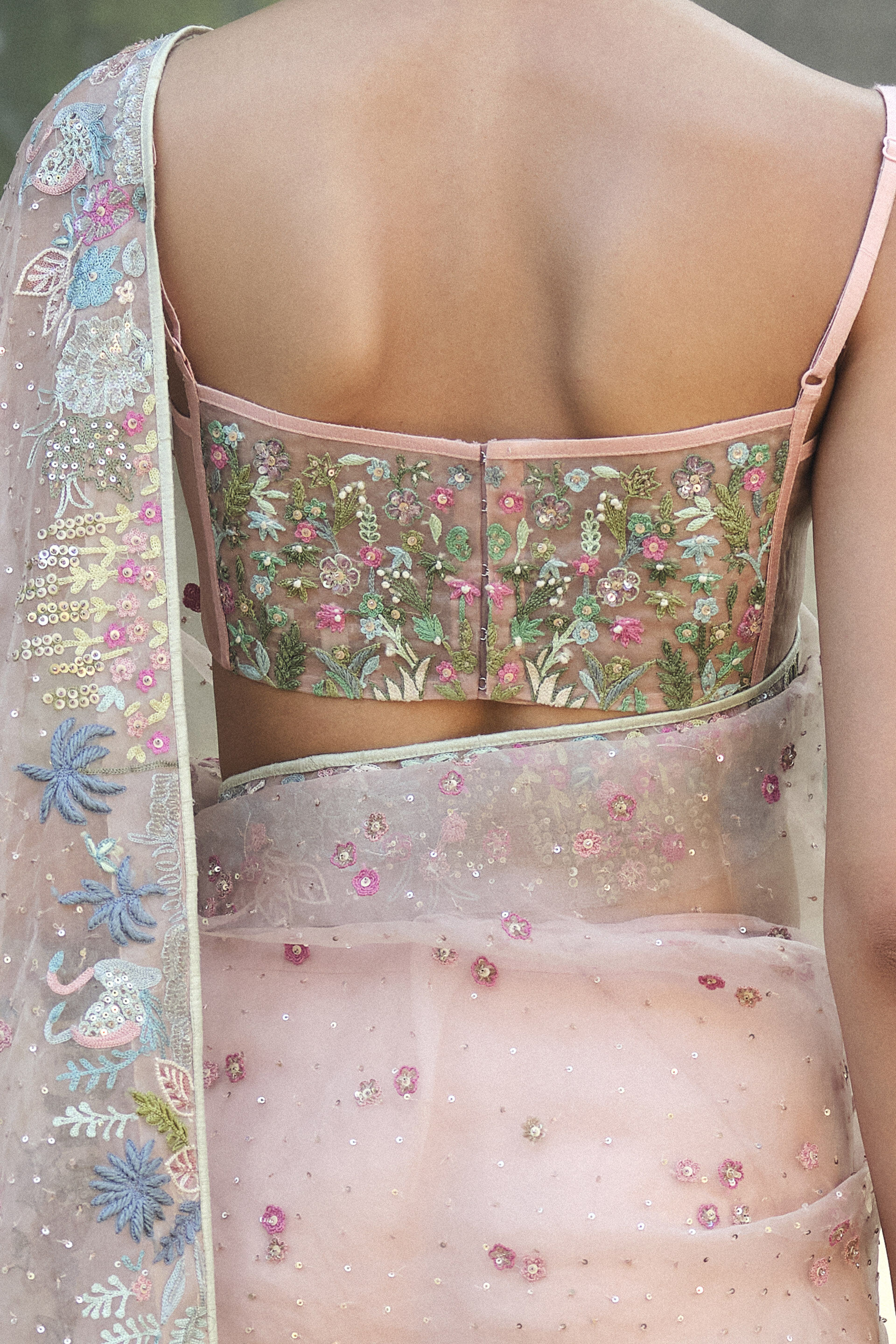 Bluma Embroidered Silk Saree - Blush, Blush, image 4