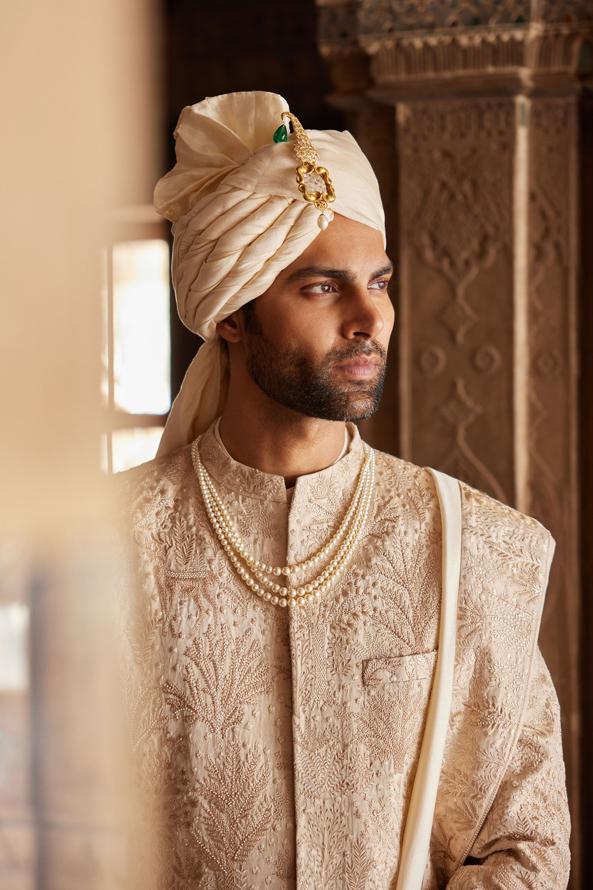 Parnav Hand-embroidered Sherwani - Gold, Gold, image 7