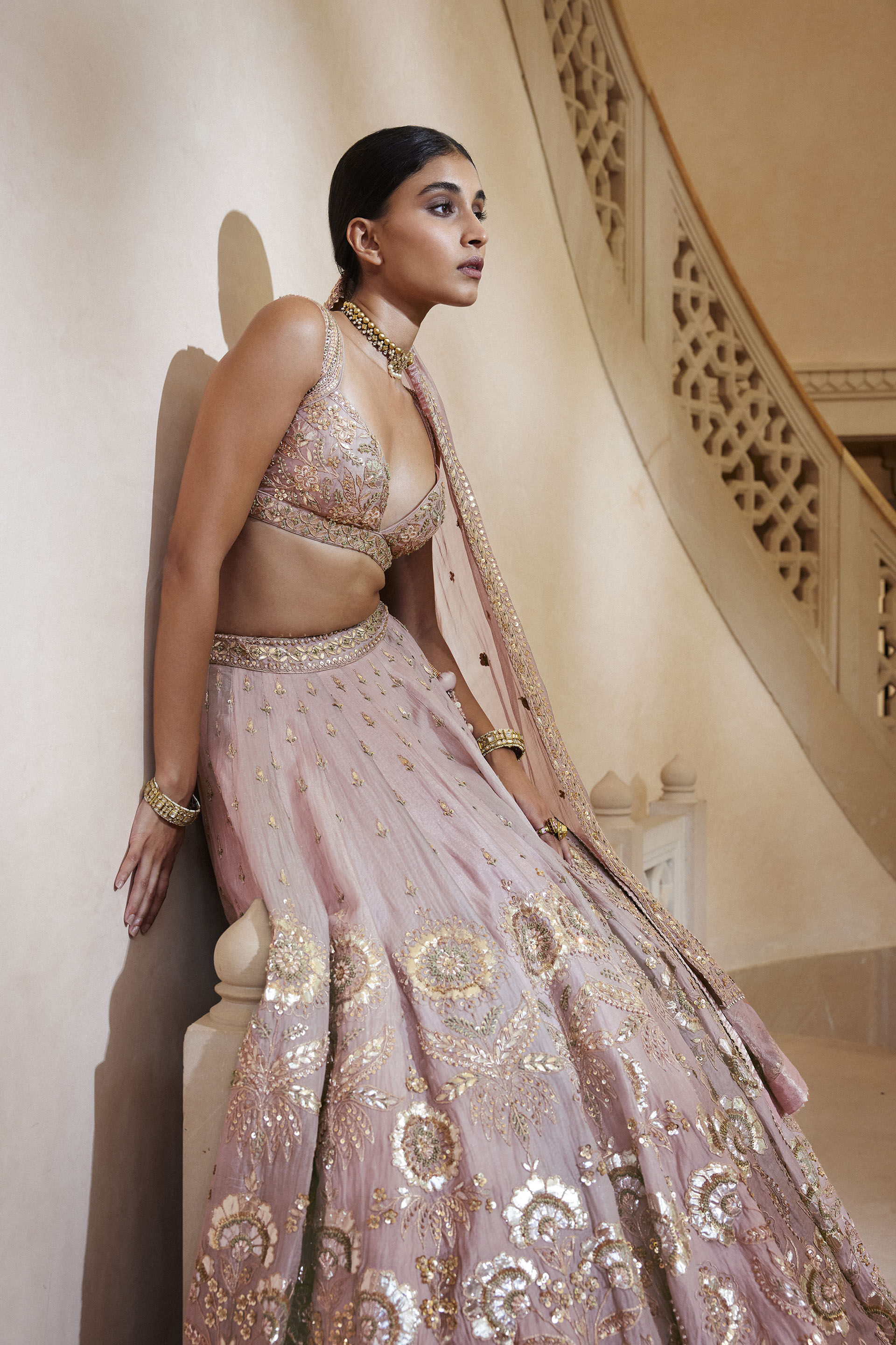 Sitara Resham & Gota Patti Silk Lehenga - Blush, Blush, image 4