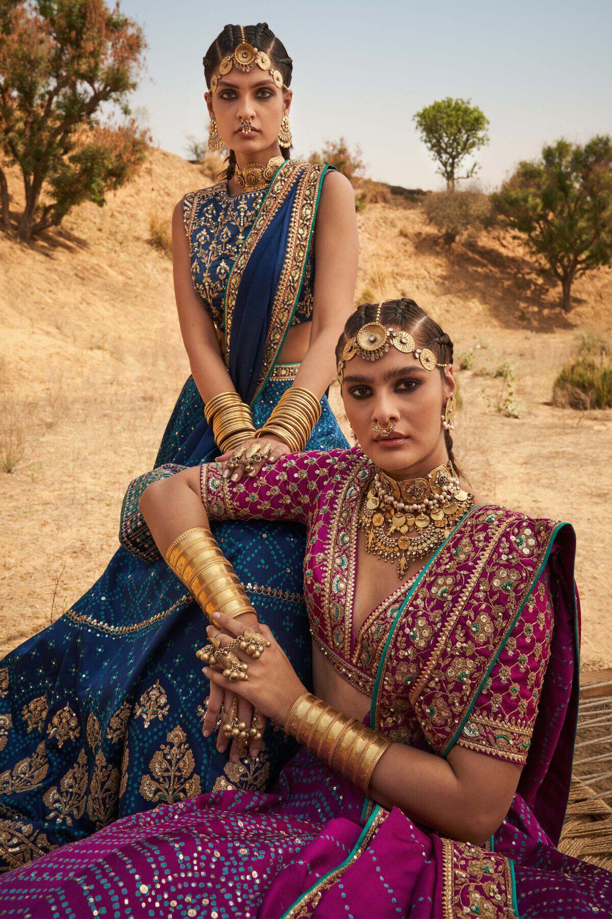 3 - Lokesha Bandhani Lehenga Set&ndash; Navy, image 3