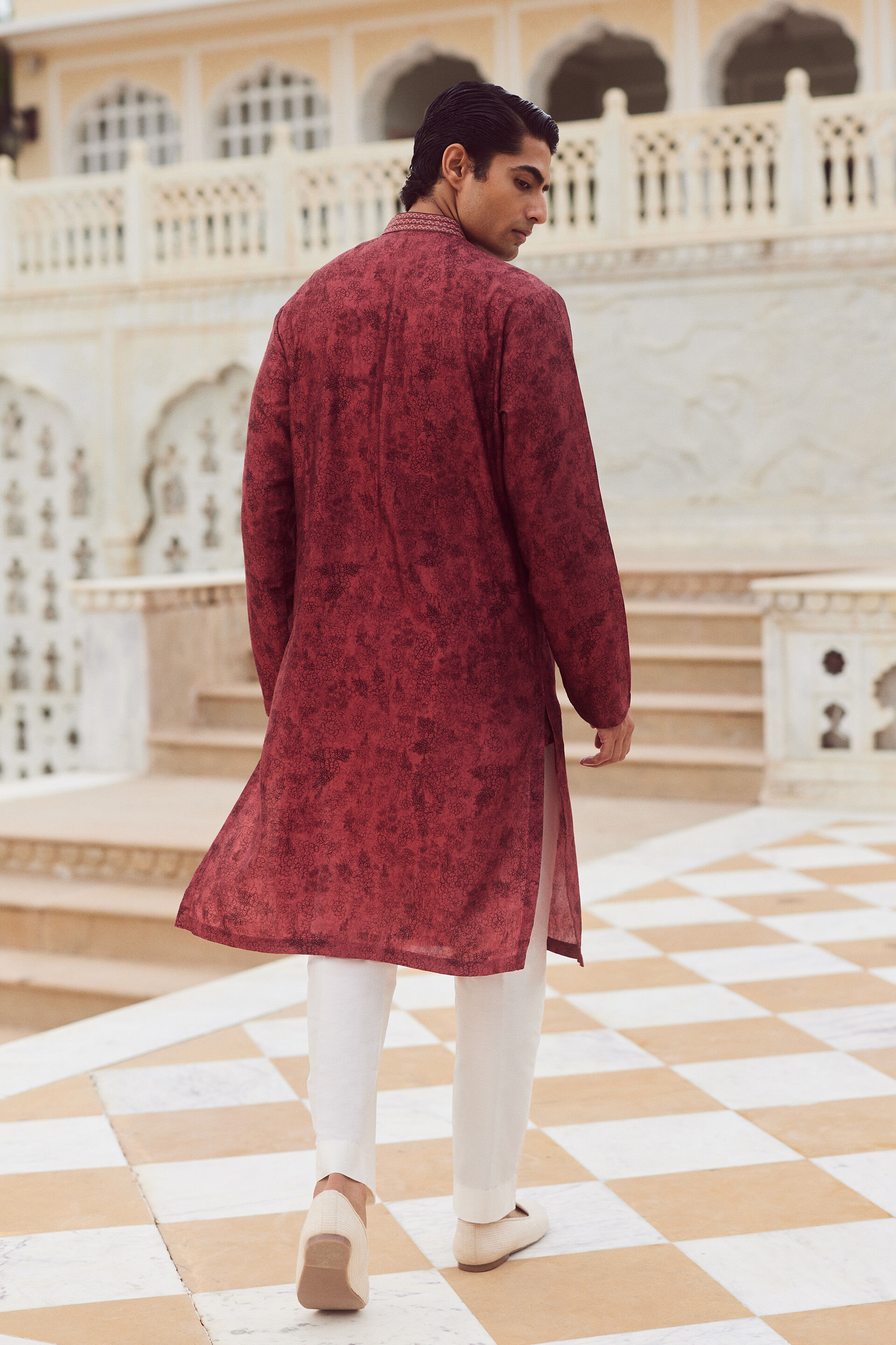 Jalaj Silk Kurta - Wine