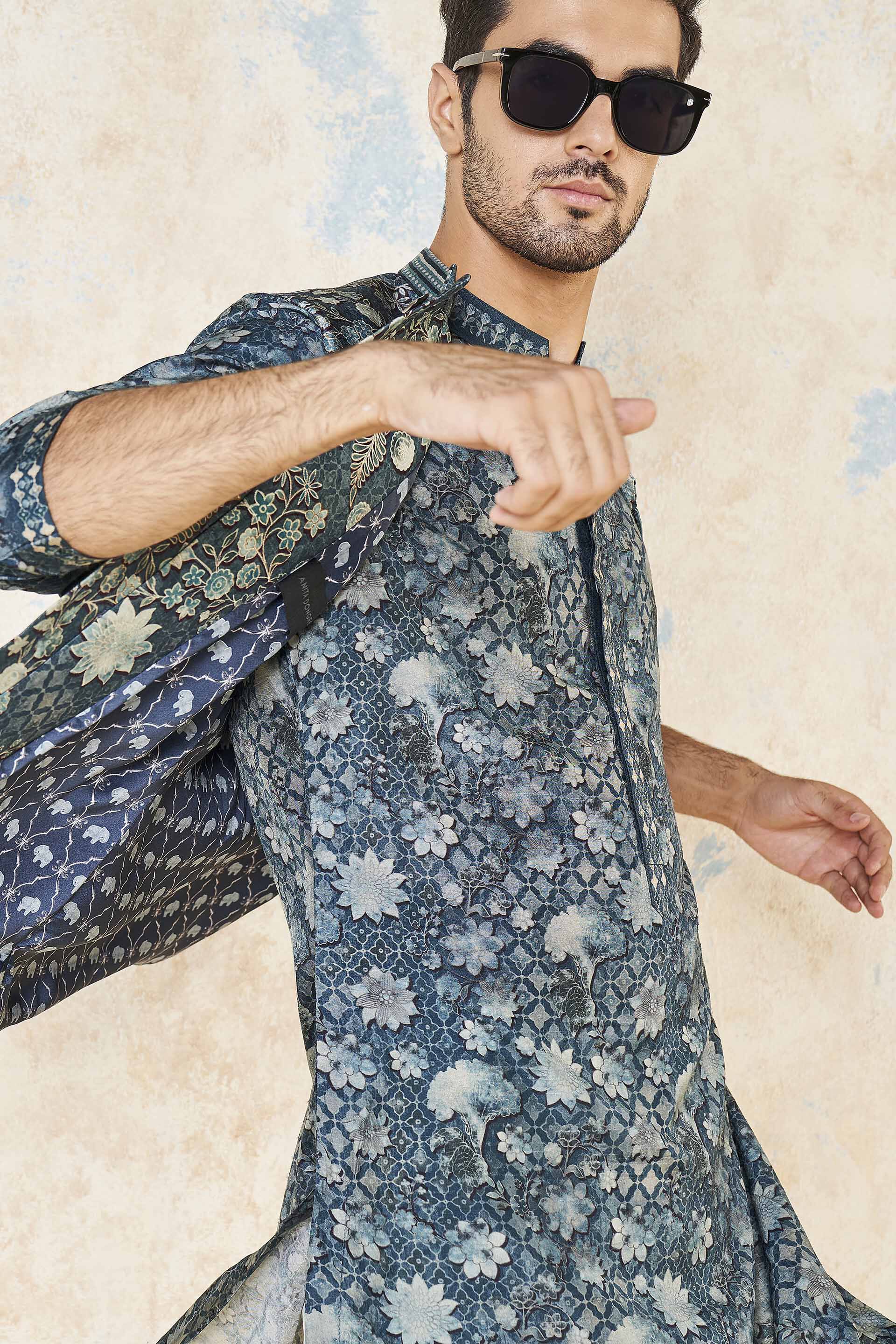 Bhramar Nehru Jacket - Blue, Blue, image 6