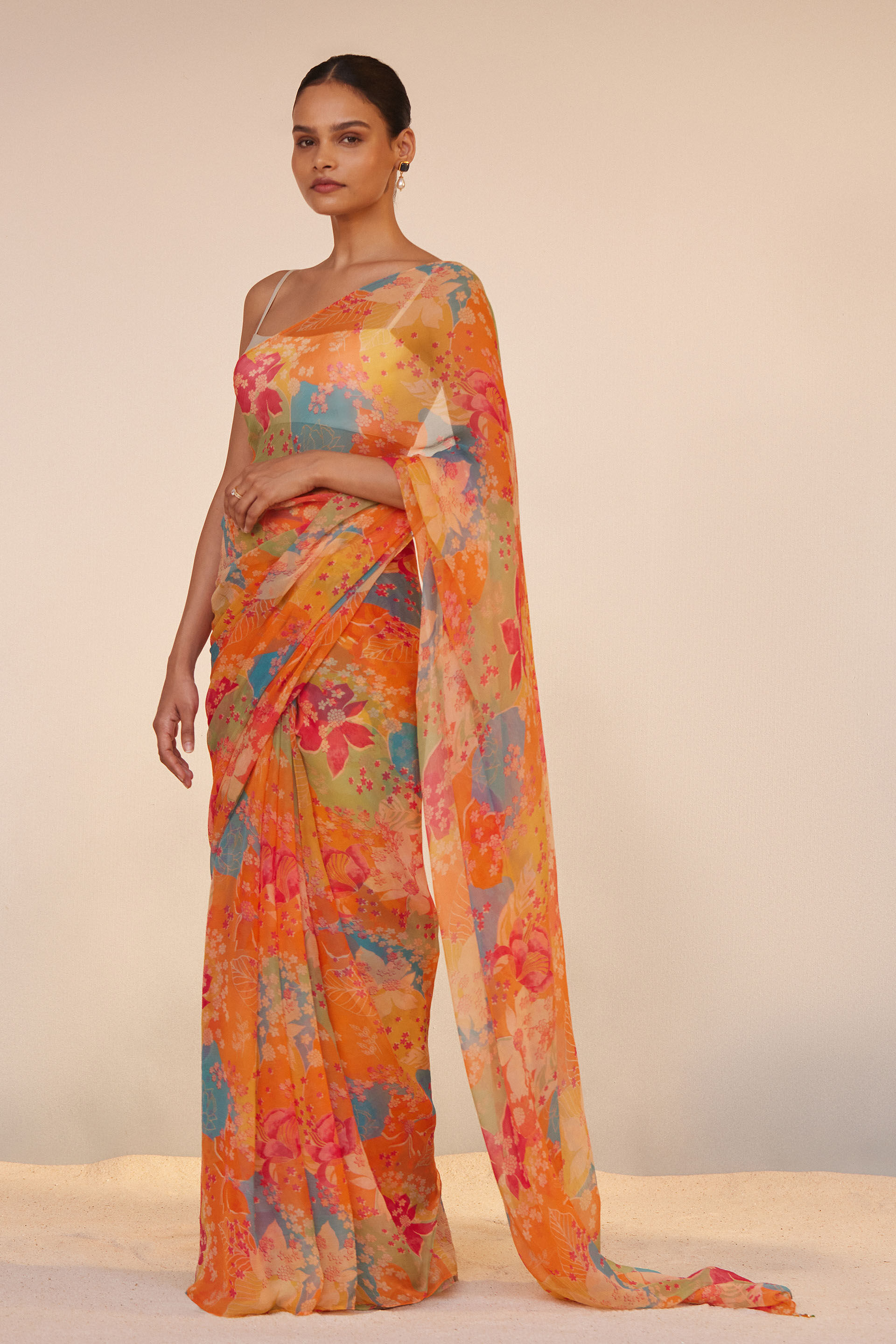 Elowen Saree Set - Orange, Orange, image 1