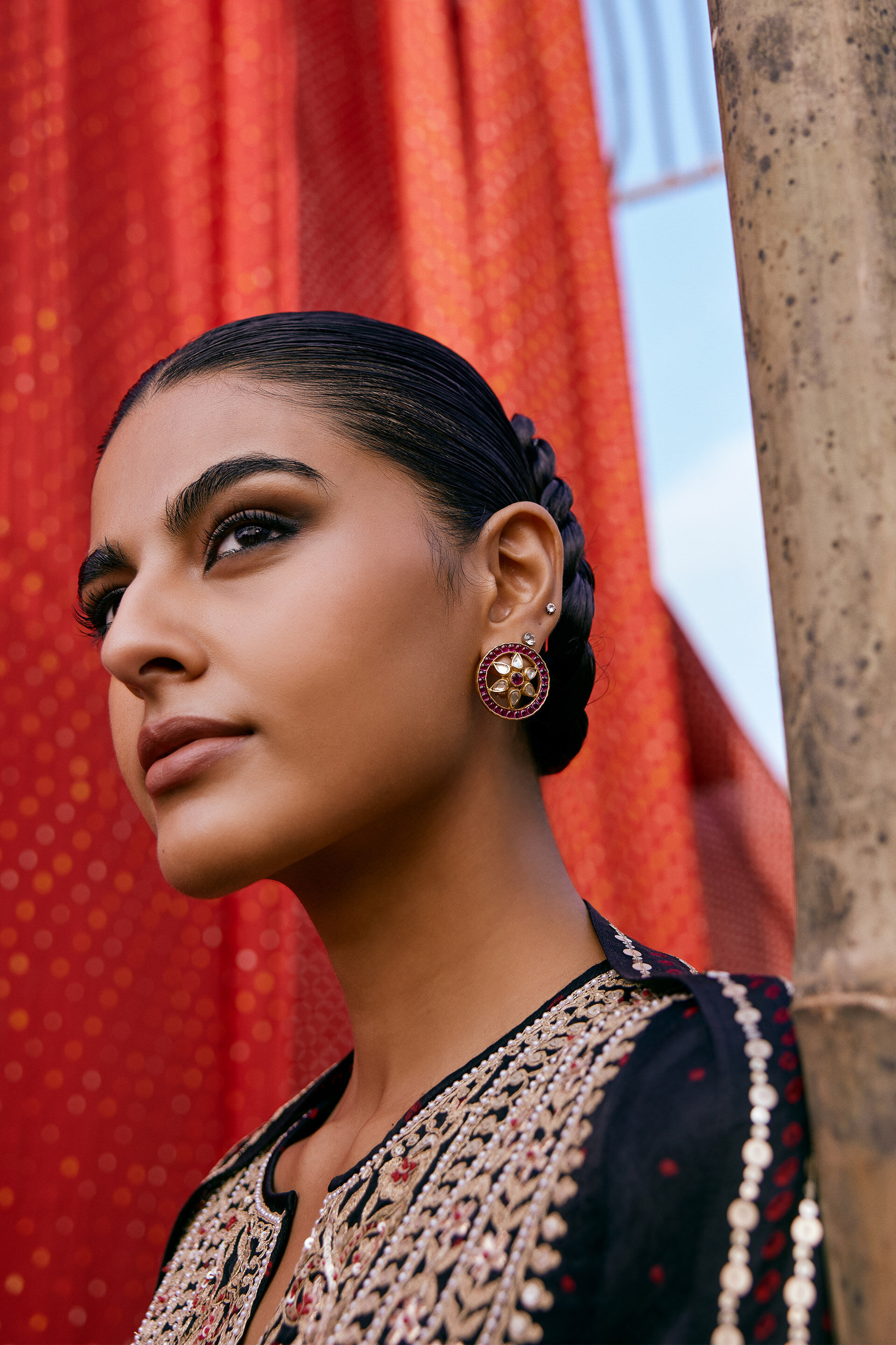 Baluka Handcrafted Bandhani Silk Kurta Set - Black, Black, image 3