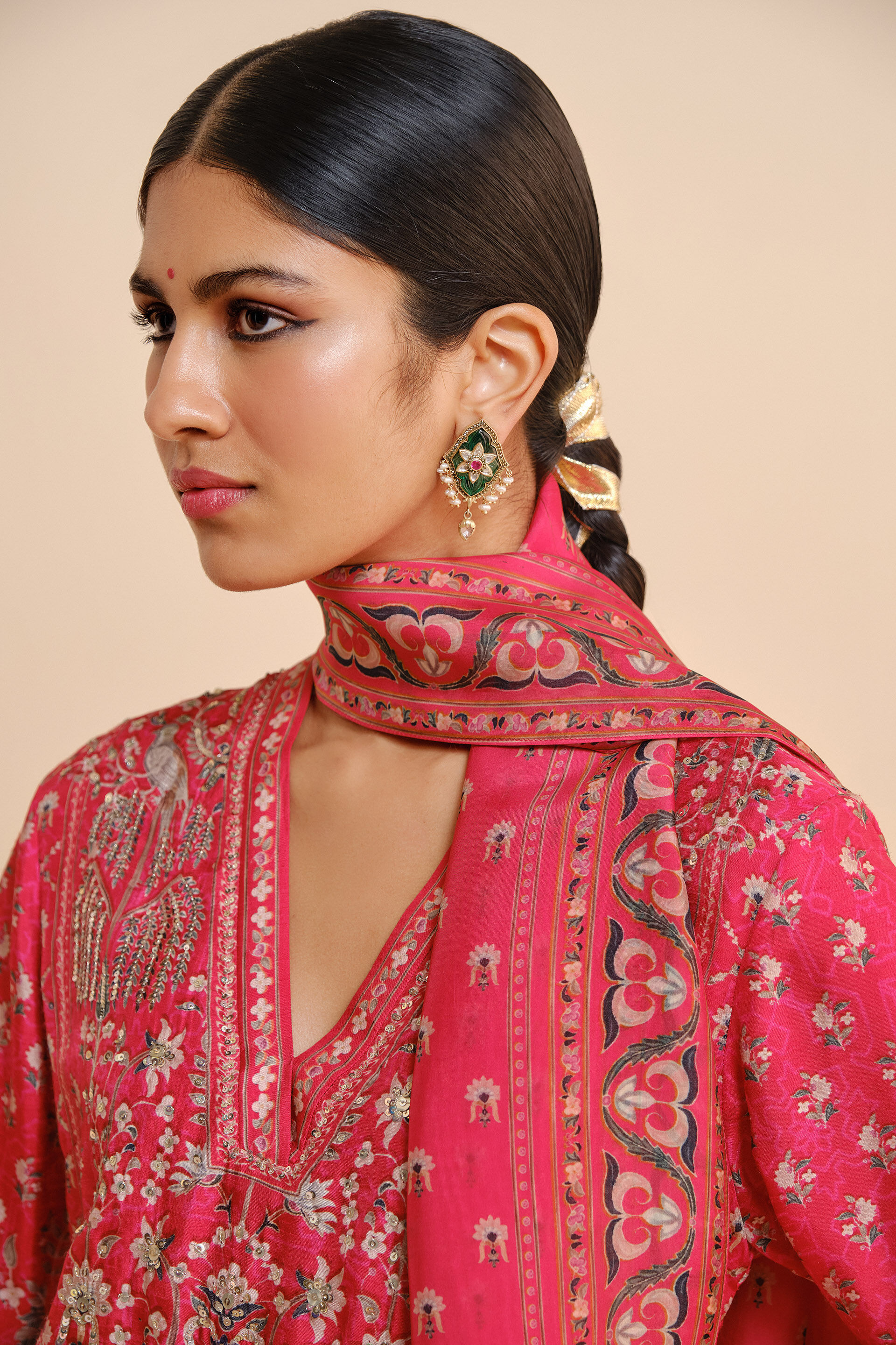 Nooraya Silk Suit Set - Red, Red, image 5