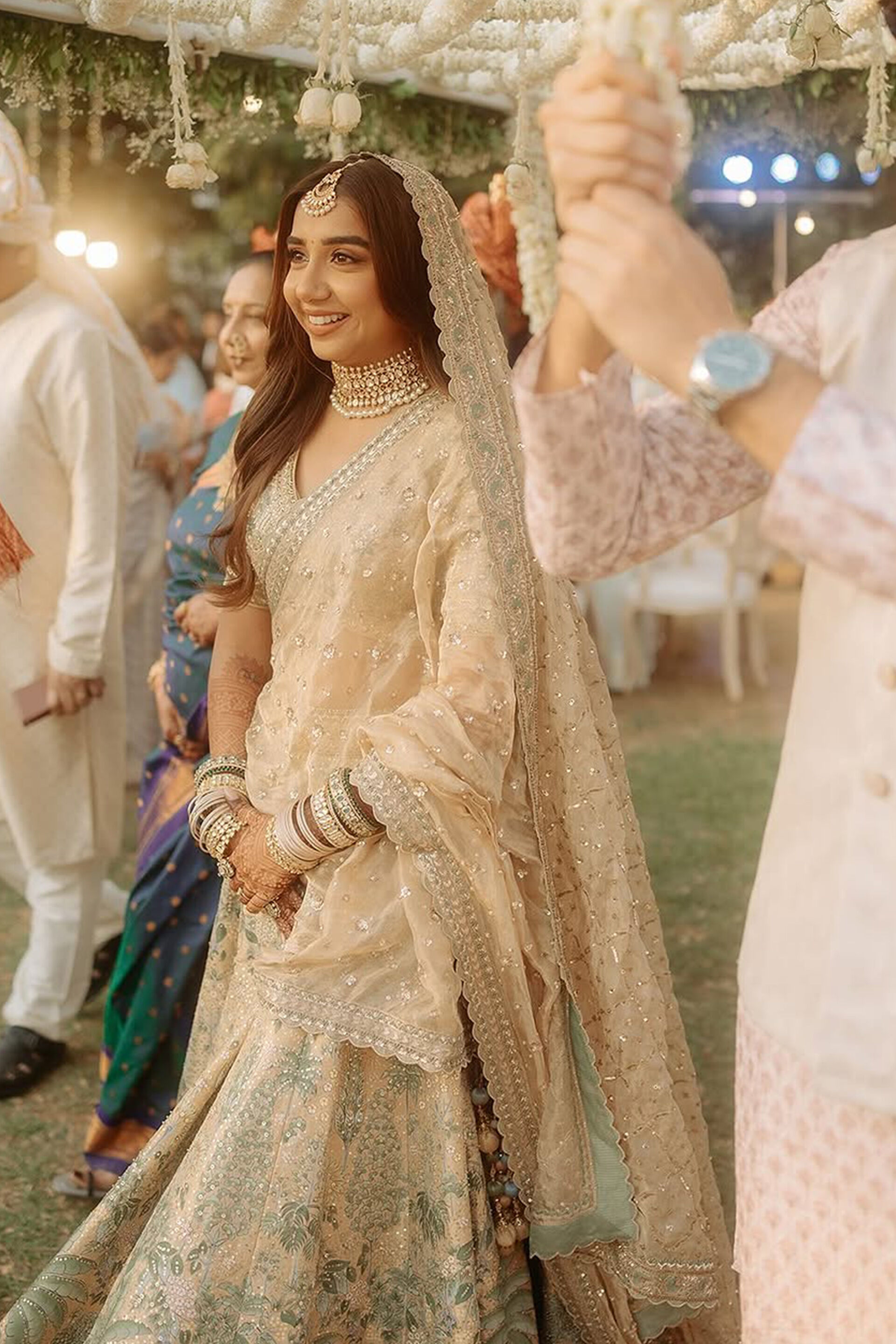 Parijat Hand-painted Pichhwai Lehenga Set - Gold, , image 5