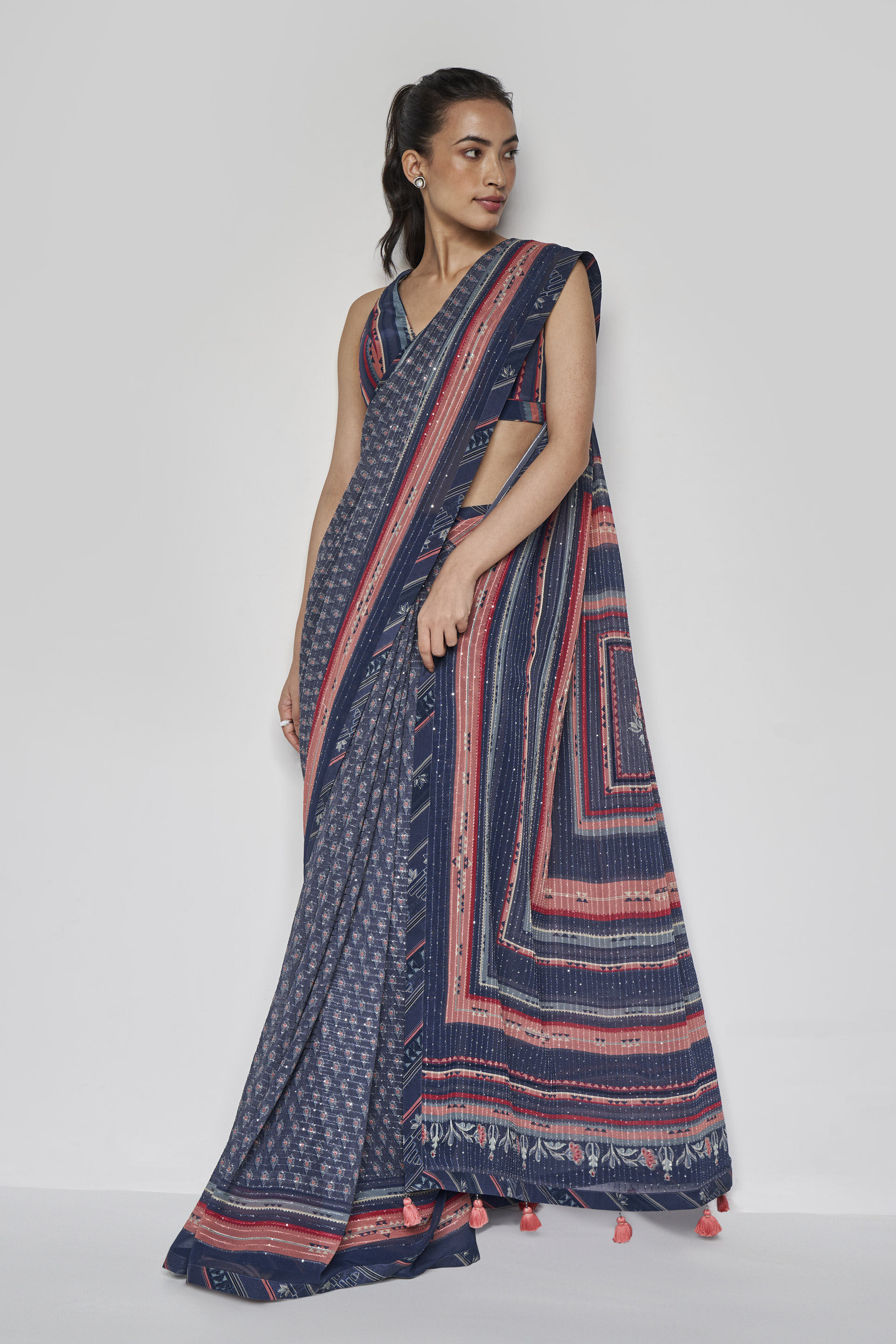 Bluesette Saree Set - Blue, Blue, image 3