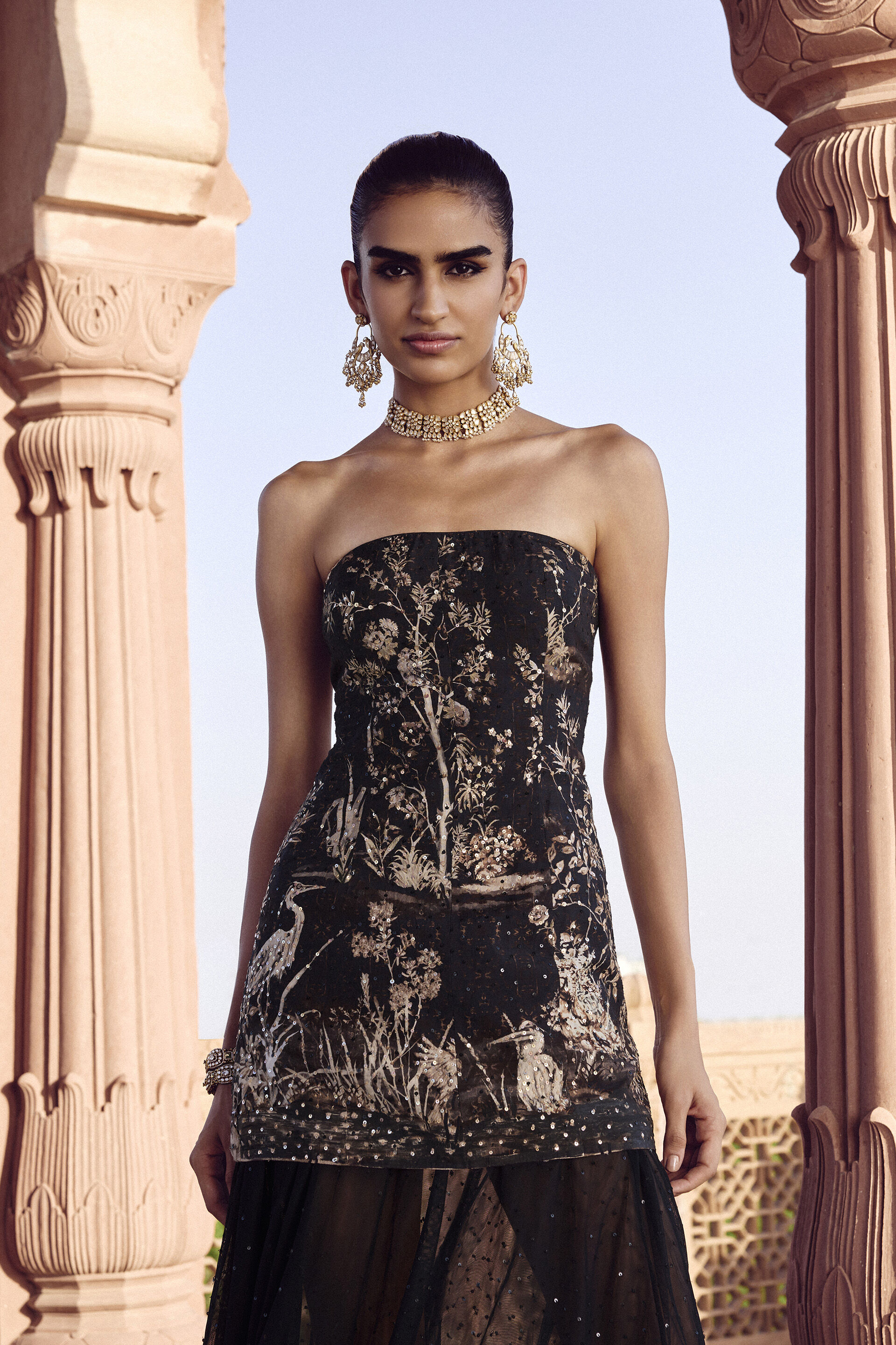 Alayla Embroidered Bandeau Skirt Set - Black, Black, image 4