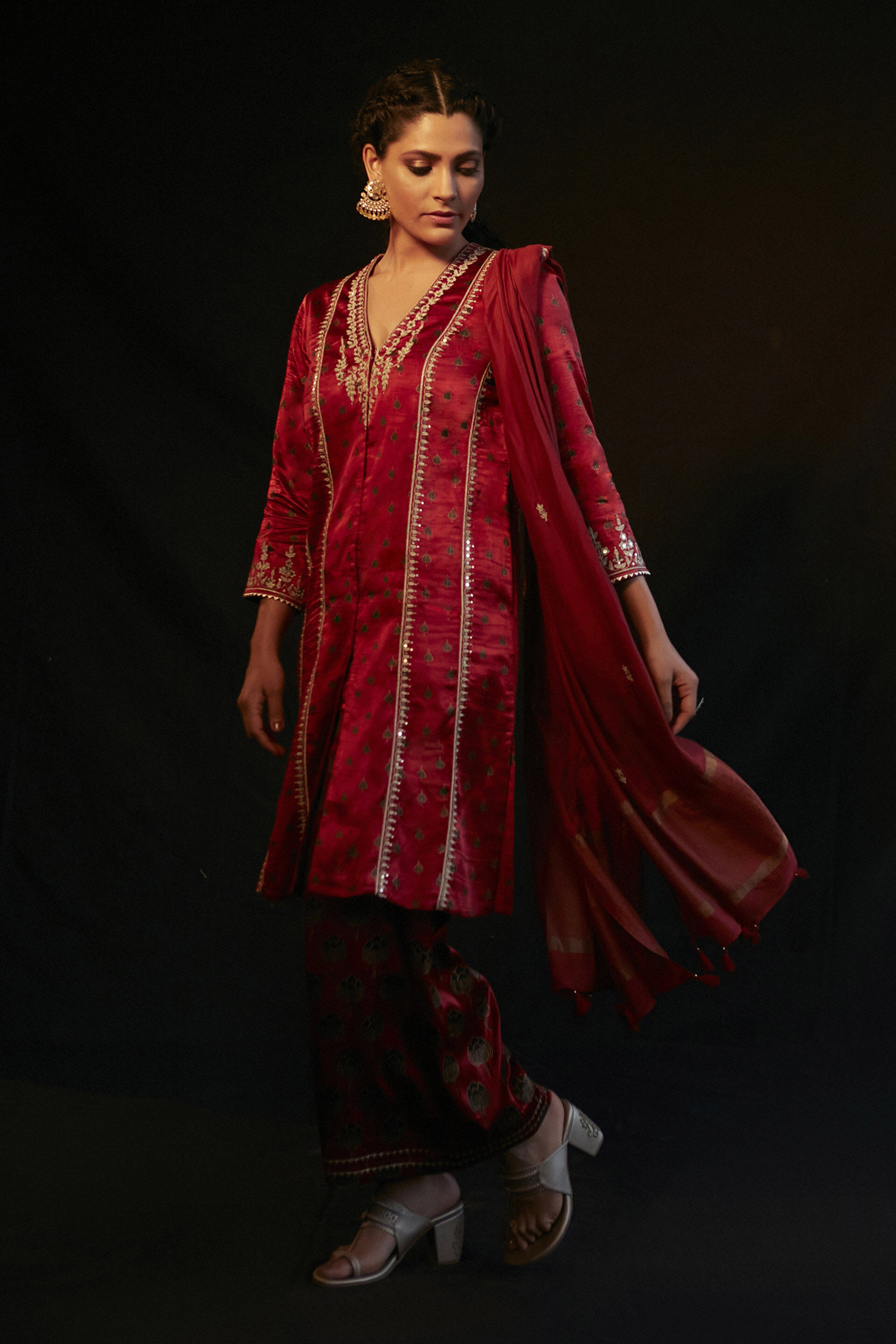 Iqra Suit Set - Red, , image 1