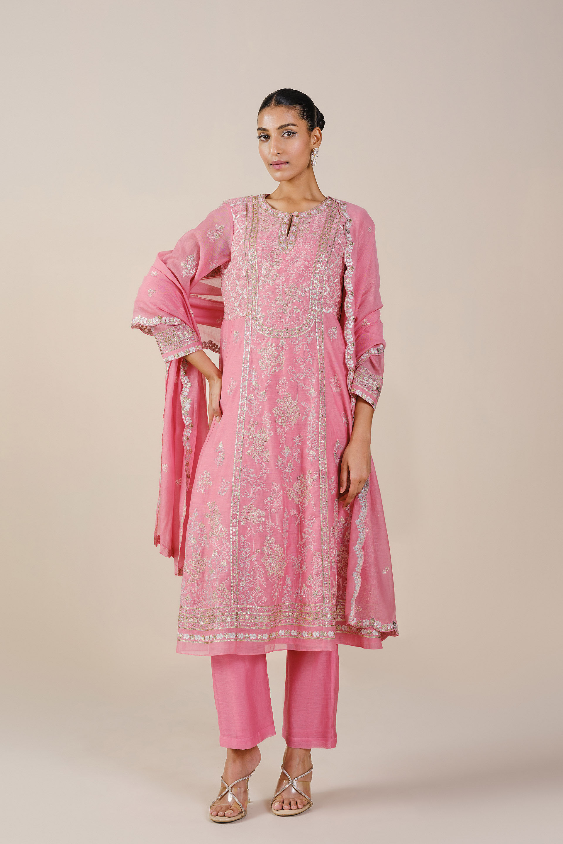 Belize Embroidered Mul Suit Set - Pink, Pink, image 1