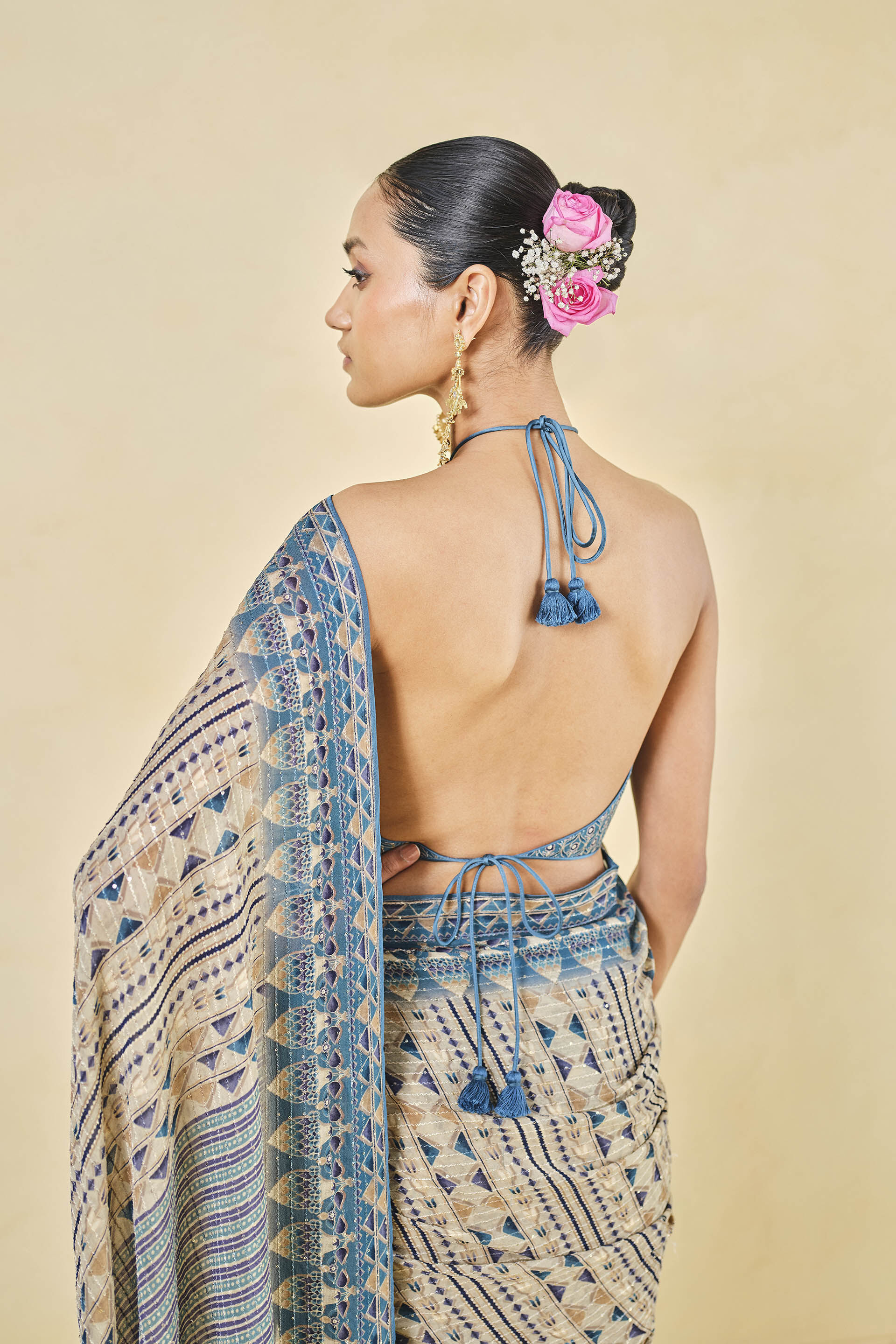 Masara Georgette Saree - Beige, Beige, image 5