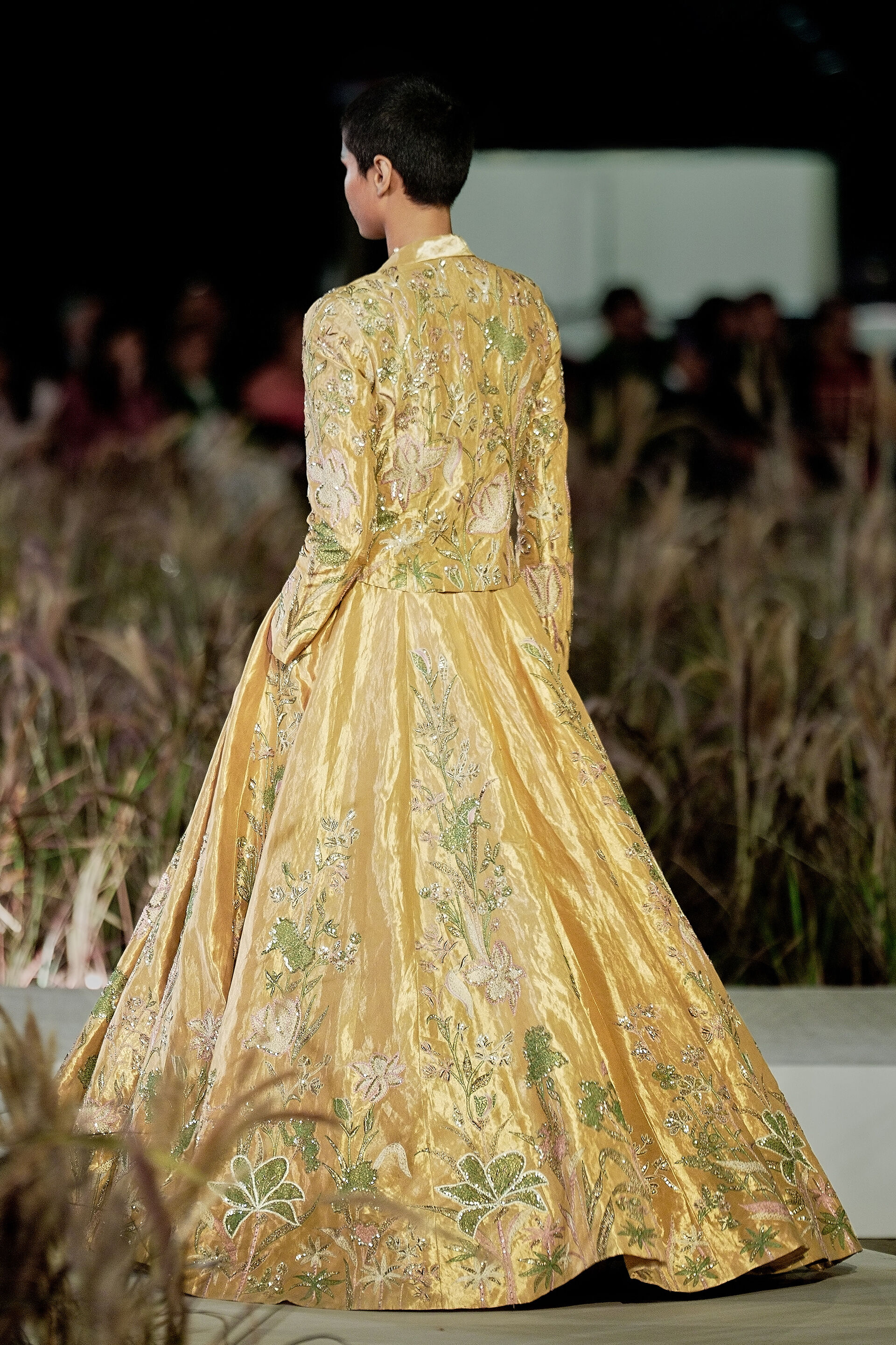 Summerfern Embroidered Applique Silk Lehenga Set - Gold, Gold, image 2