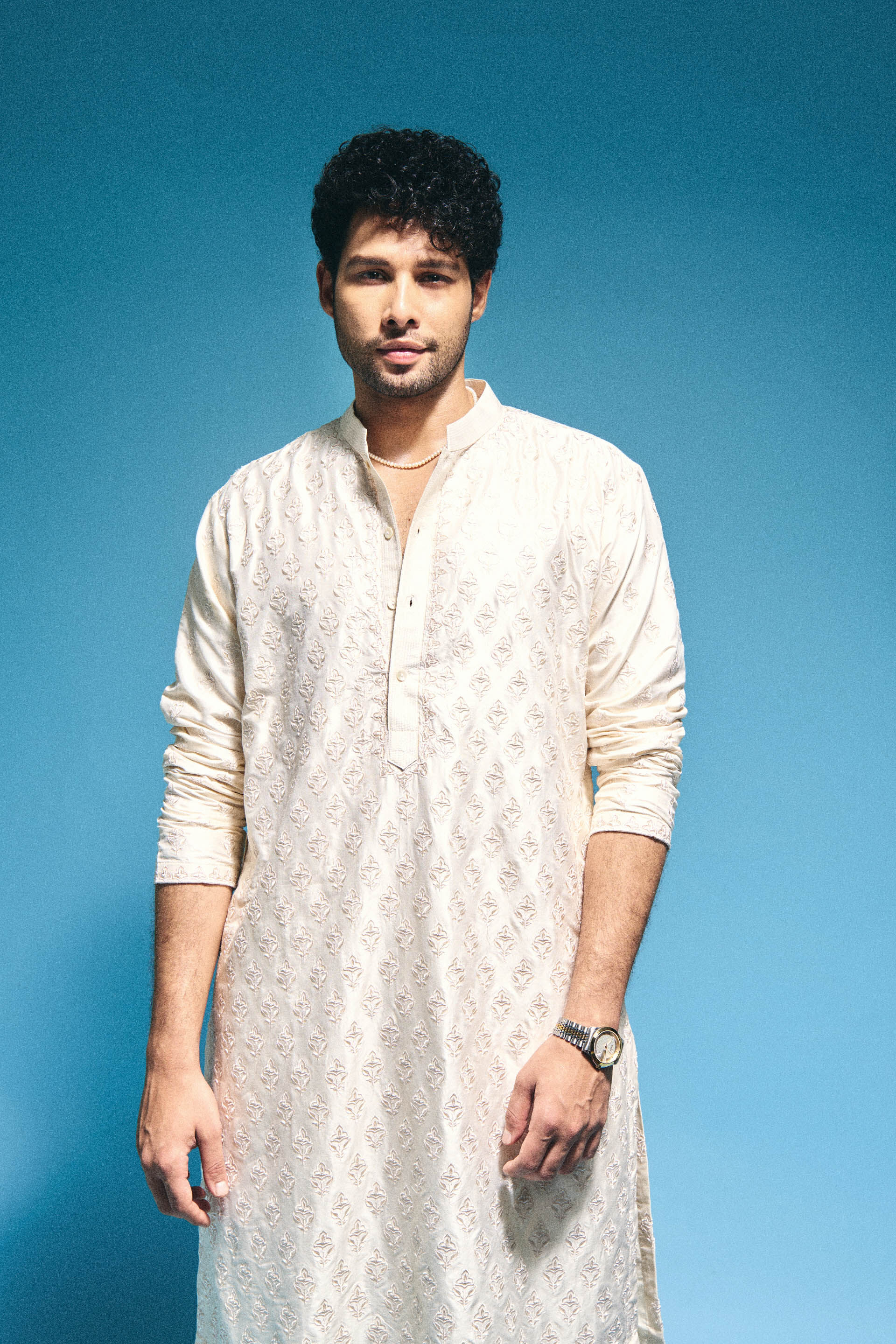 Subhranshu Embroidered Silk Kurta - Ivory, , image 3
