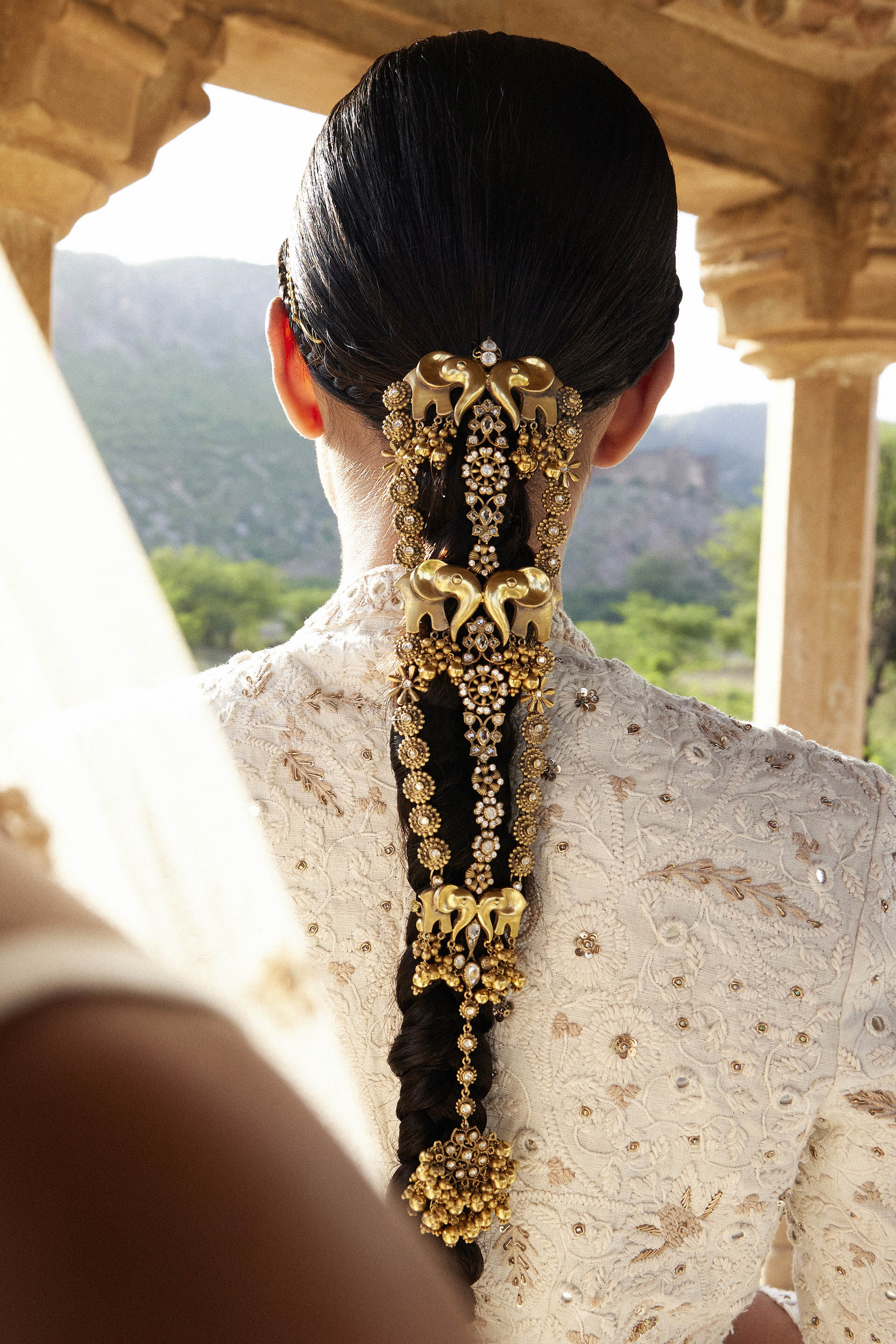 Earrings with hair chain online hot sale