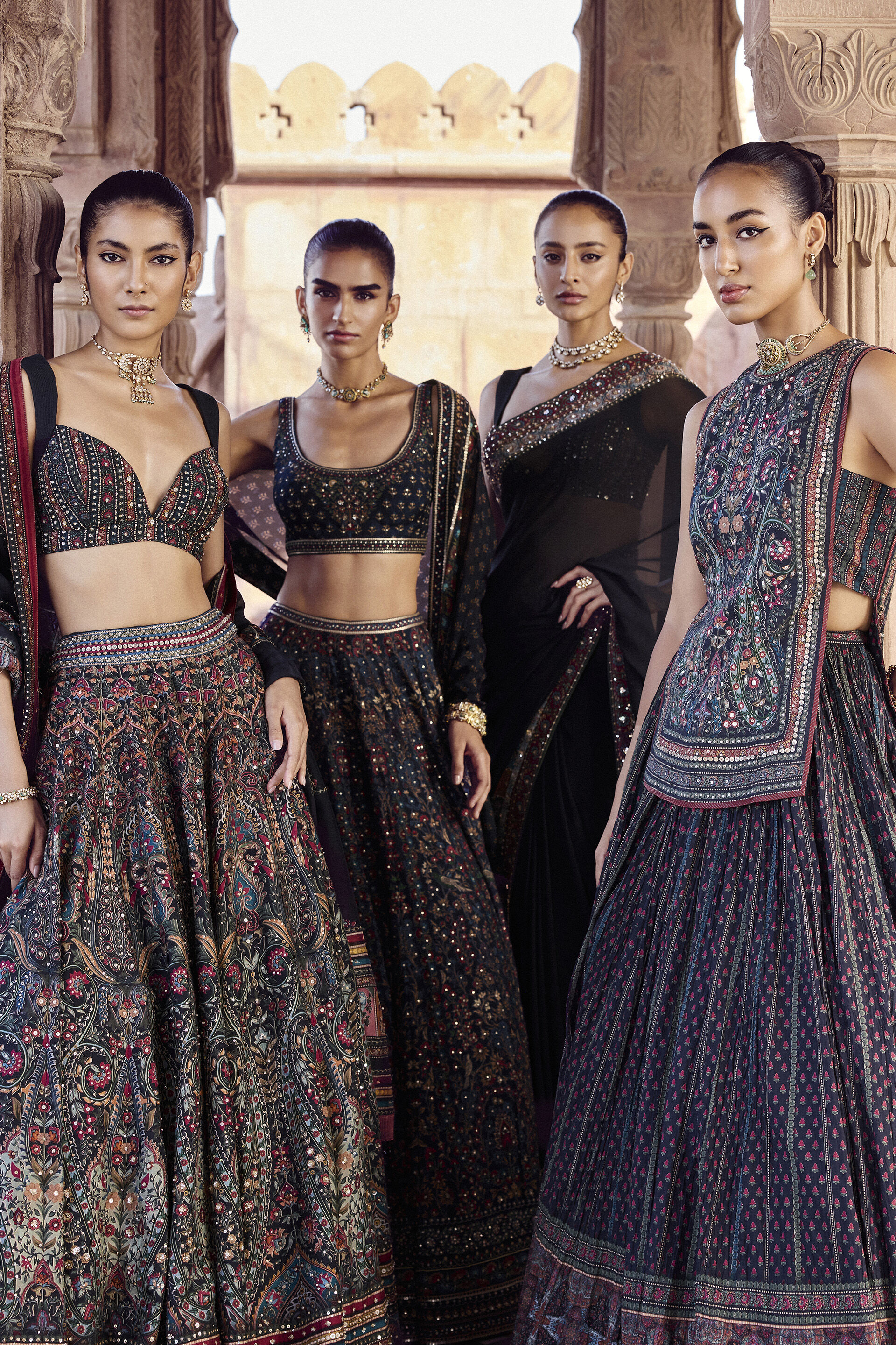 Nameera Silk Lehenga Set - Black, Black, image 4