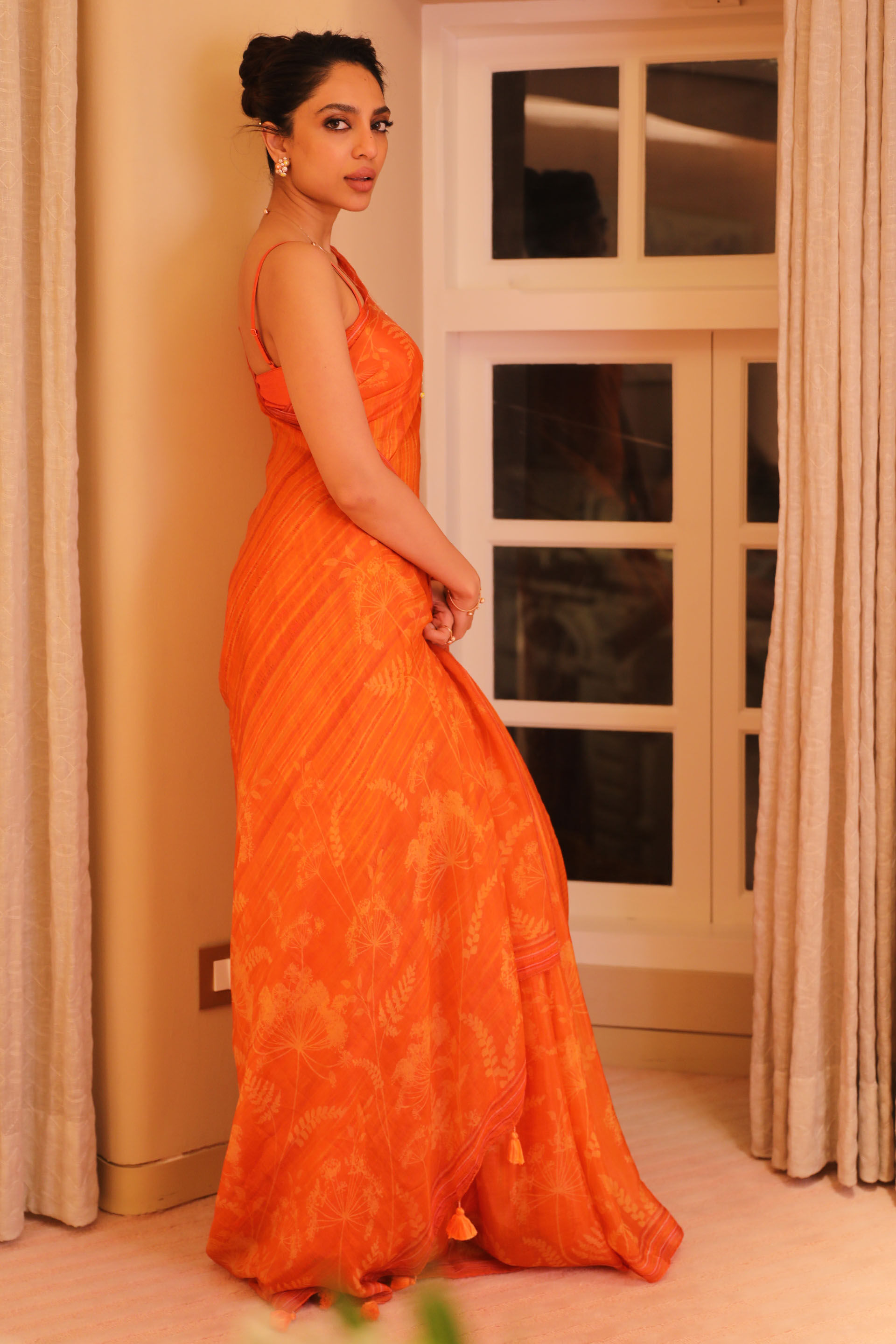 Celebrity Clothing Enquire Shop for Meora Saree Orange Online