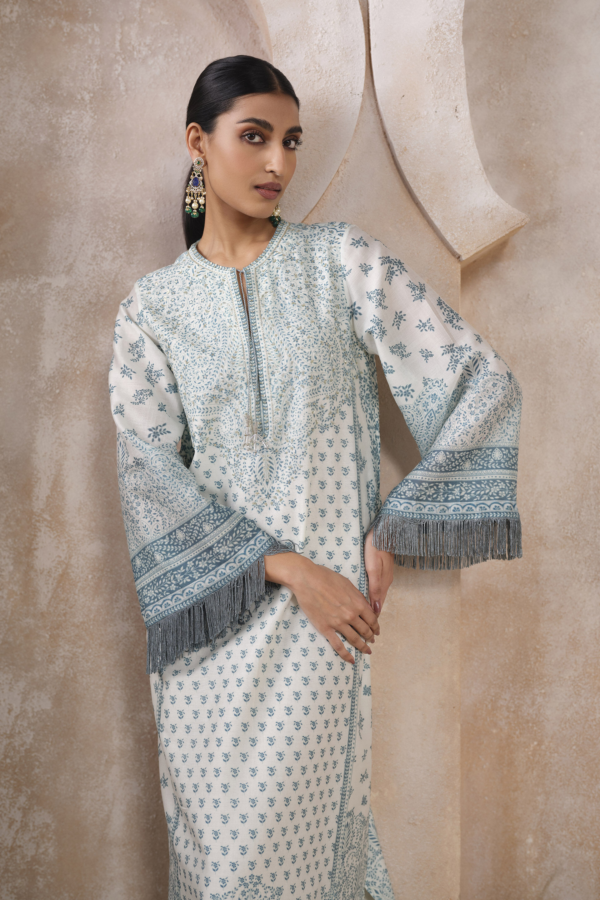 Anaya Silk Kaftan - White, White, image 5