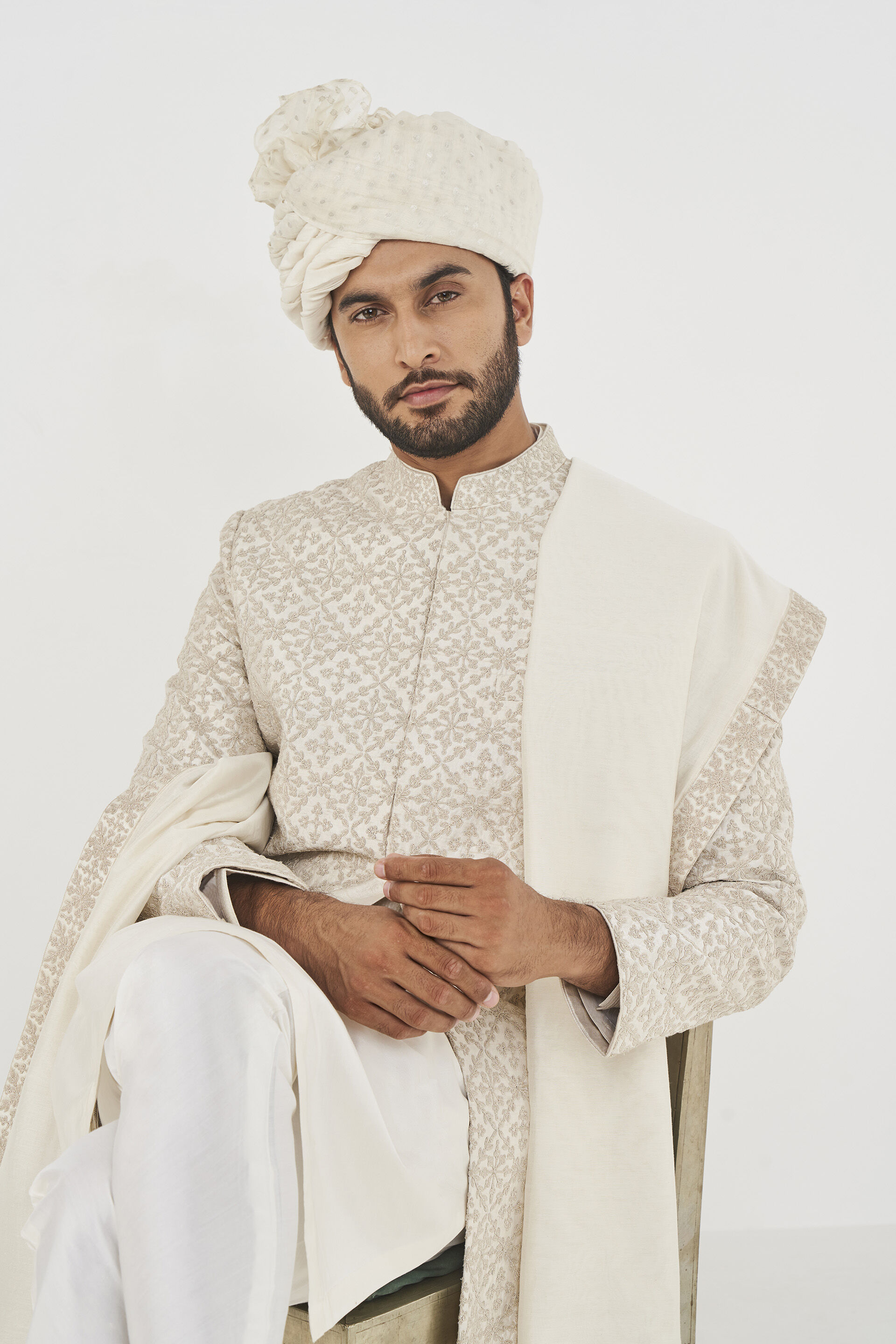 Rishi Sherwani- Cream, , image 6