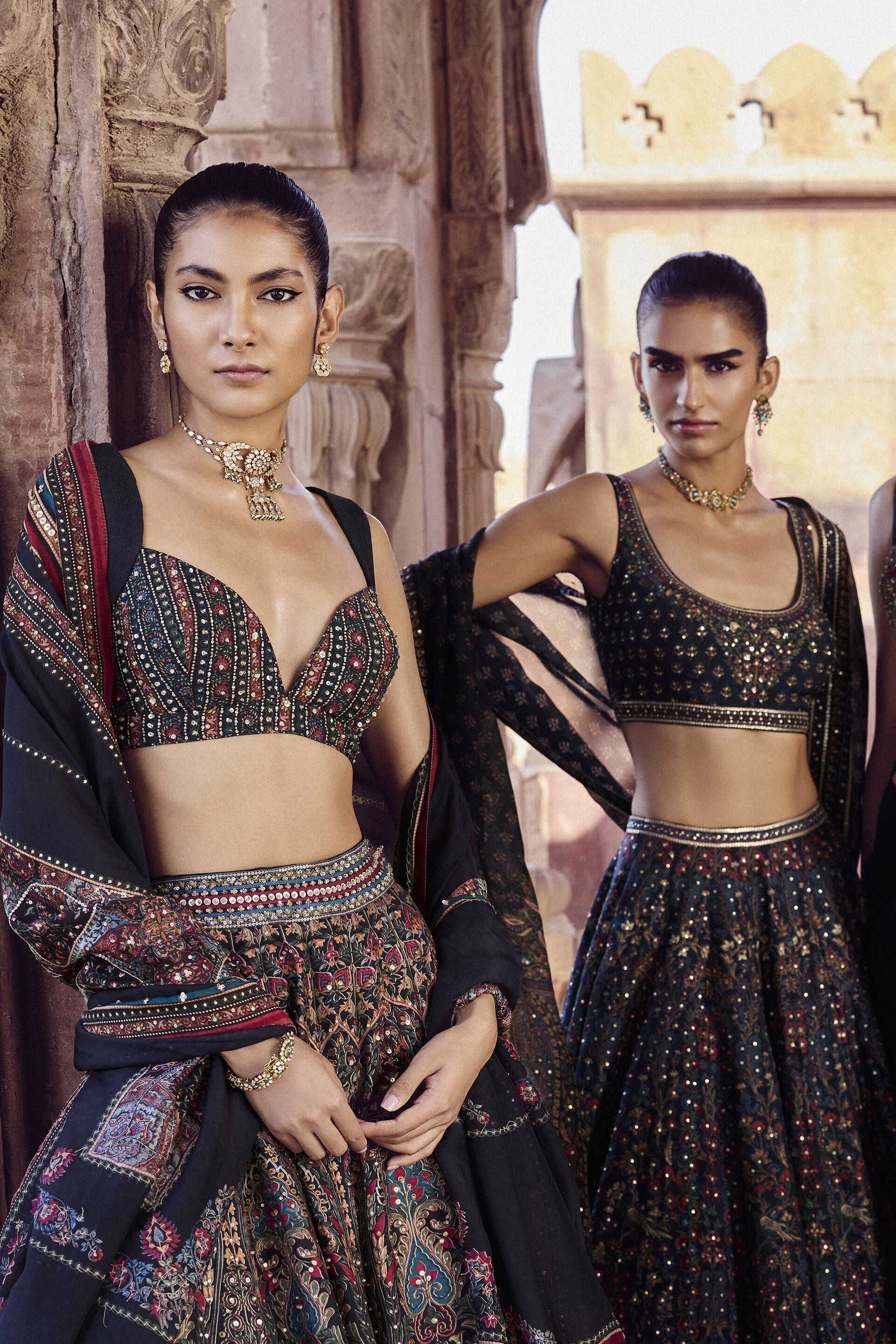 Nameera Silk Lehenga Set - Black, Black, image 7