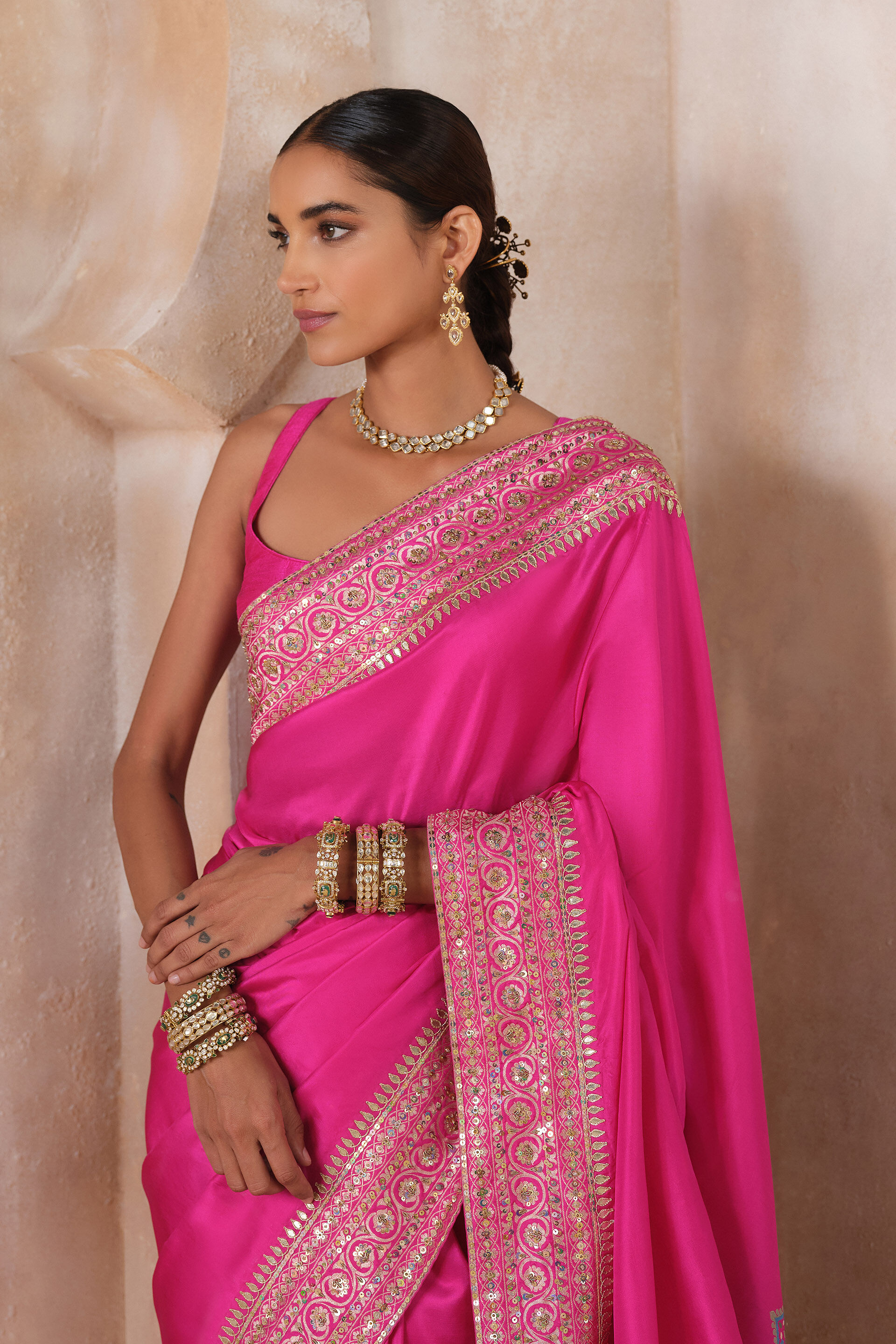Anuranjita Handwoven Benarasi Silk Saree - Pink, Pink, image 4