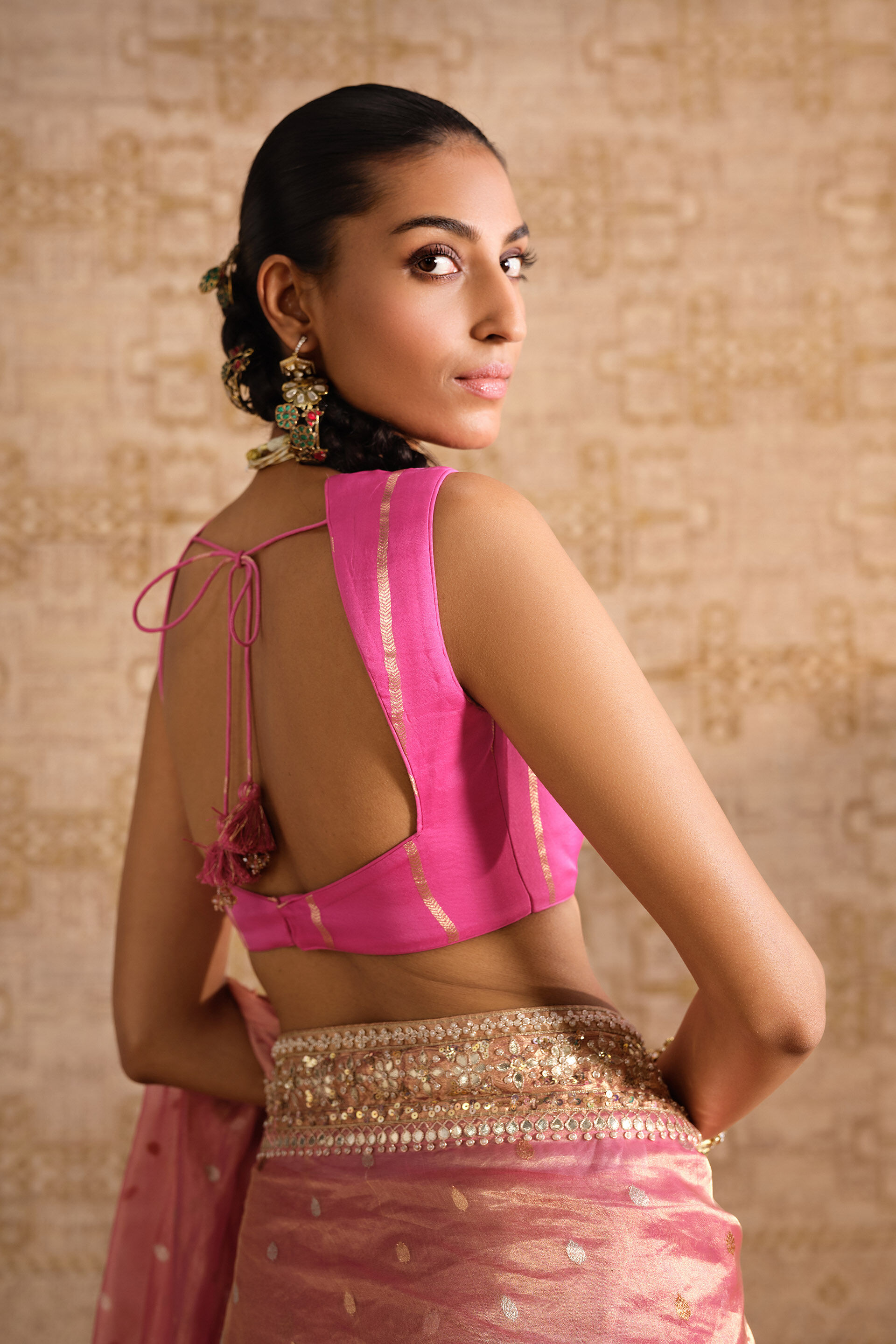 Anvaya Handwoven Benarasi Silk Saree - Blush, Blush, image 6